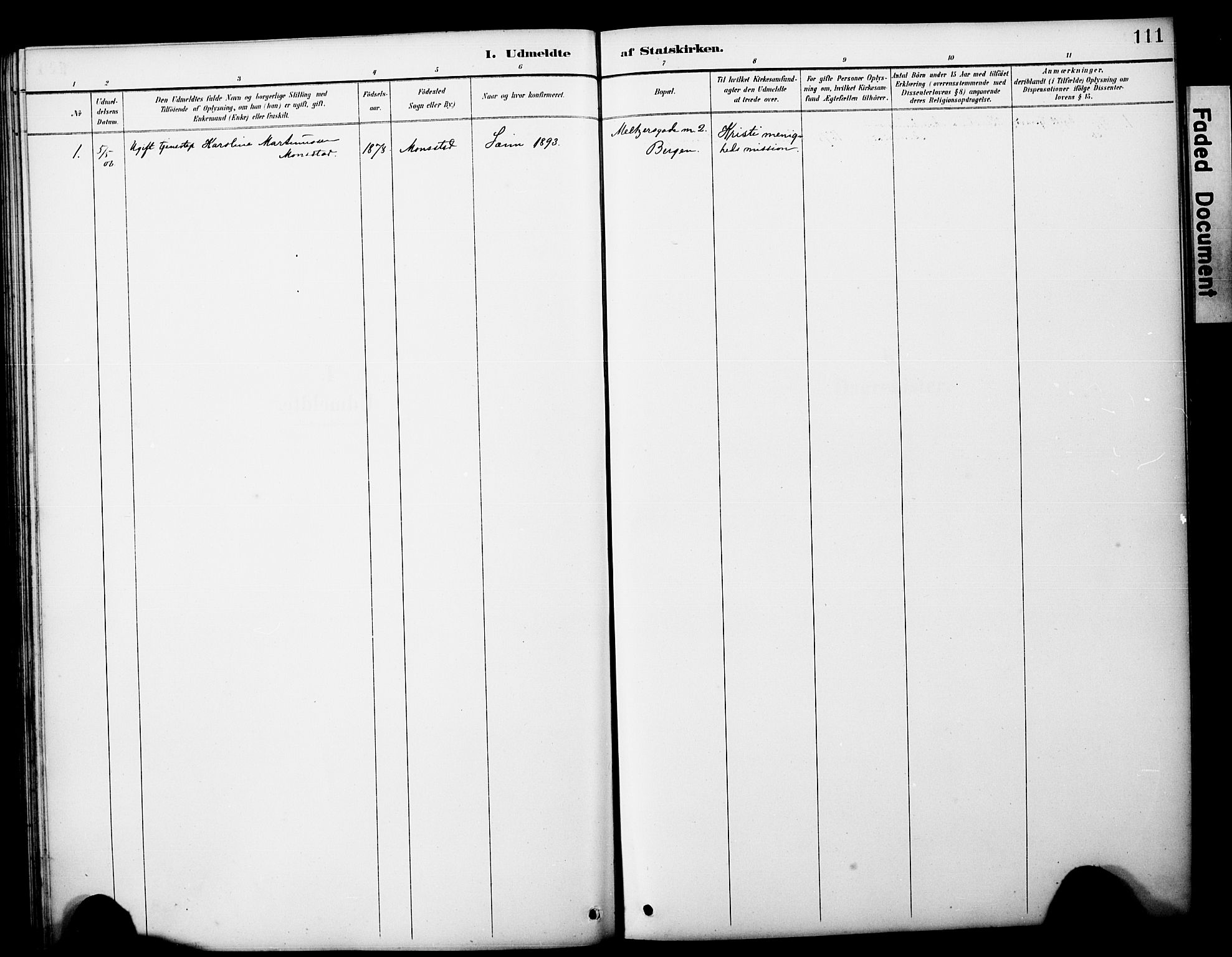 Alversund Sokneprestembete, SAB/A-73901/H/Ha/Hab: Parish register (copy) no. D 3, 1890-1908, p. 111