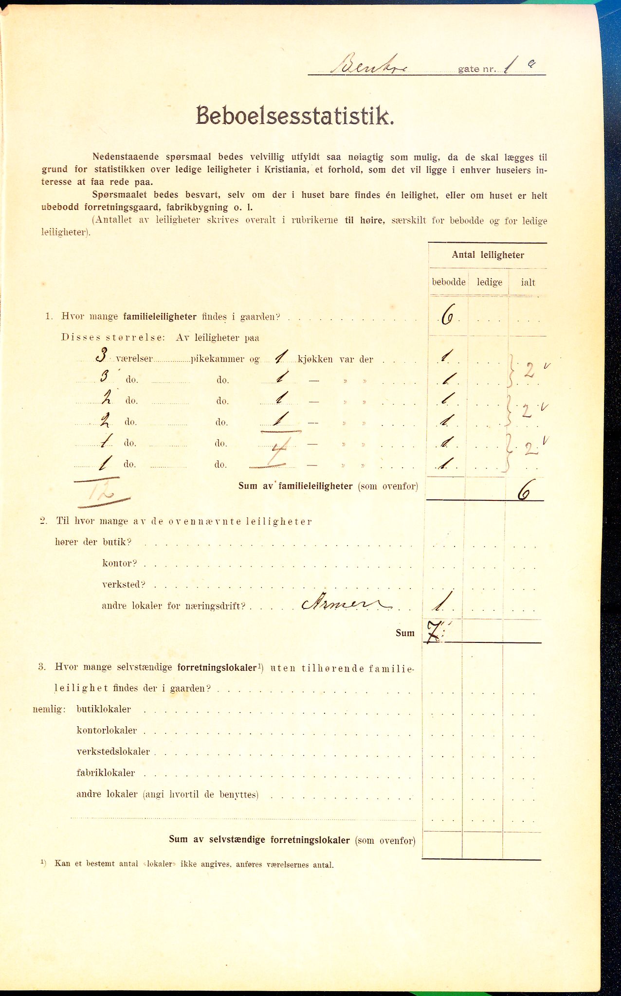 OBA, Municipal Census 1910 for Kristiania, 1910, p. 3351