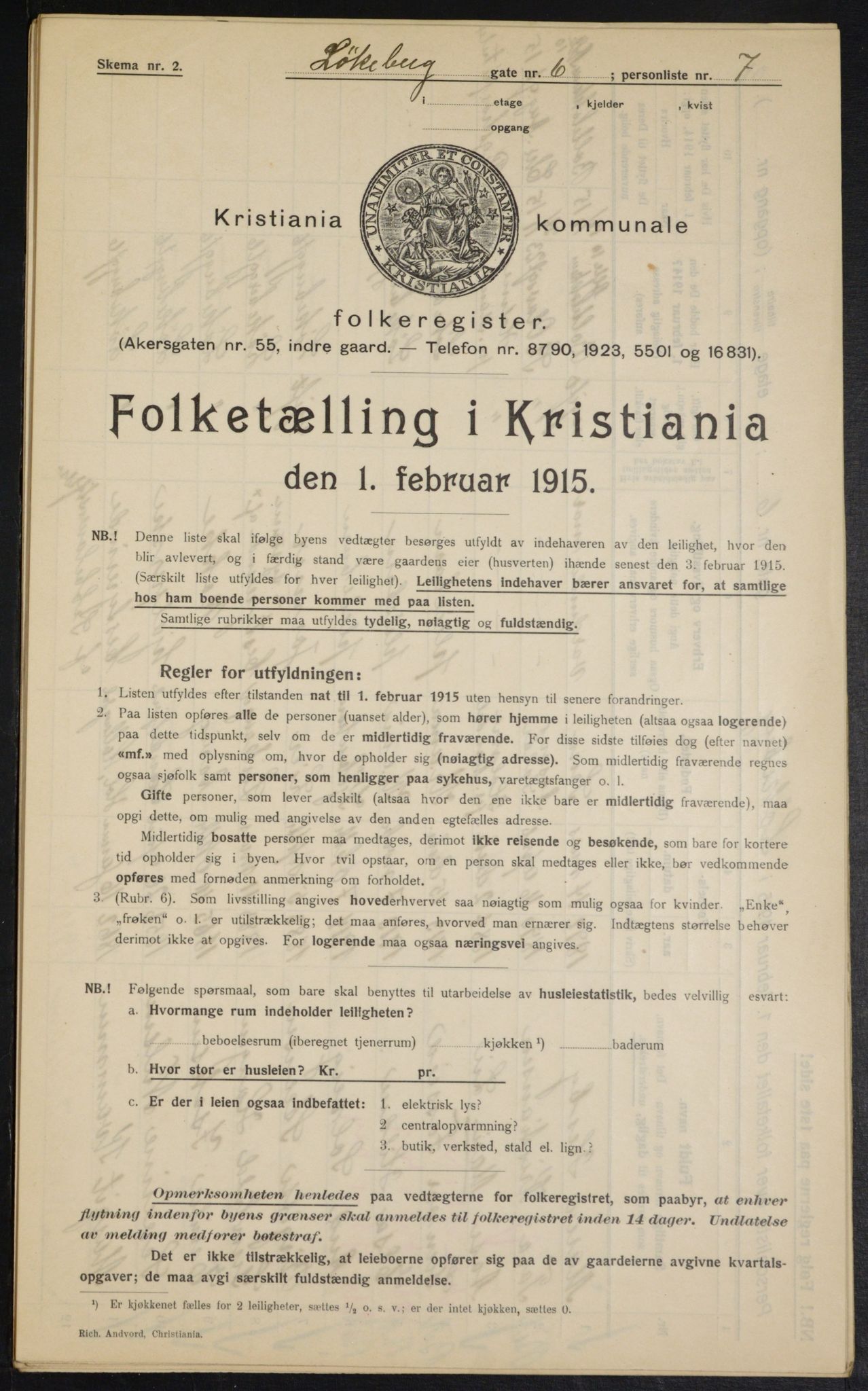 OBA, Municipal Census 1915 for Kristiania, 1915, p. 57961