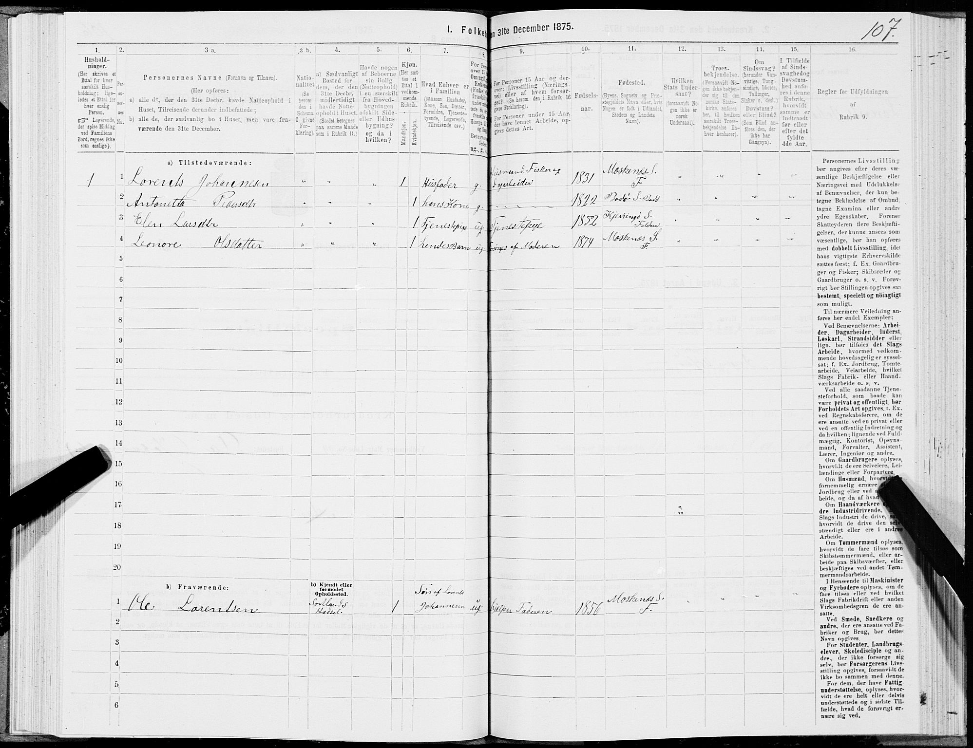 SAT, 1875 census for 1859P Flakstad, 1875, p. 2107