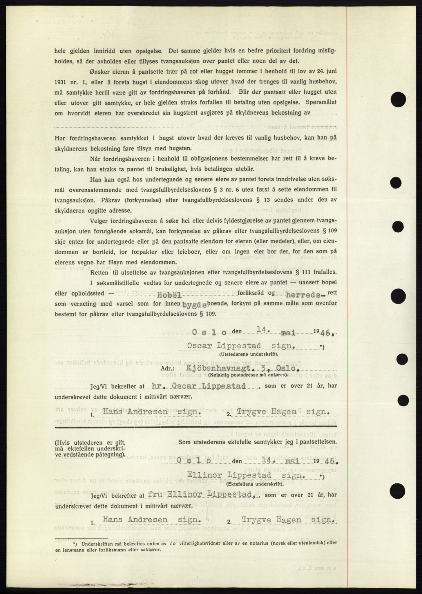 Moss sorenskriveri, SAO/A-10168: Mortgage book no. B15, 1946-1946, Diary no: : 1016/1946