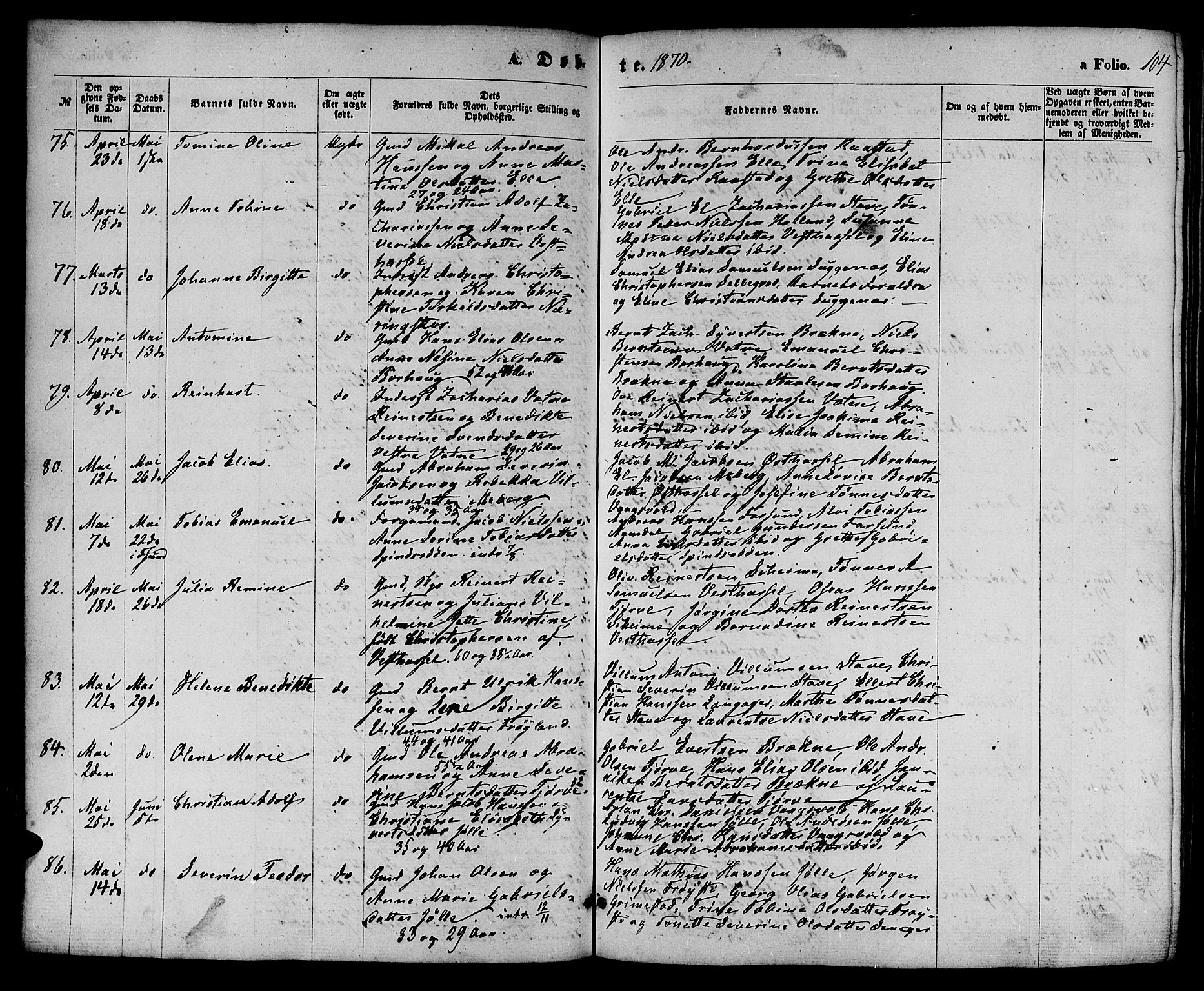 Lista sokneprestkontor, AV/SAK-1111-0027/F/Fb/L0003: Parish register (copy) no. B 3, 1862-1877, p. 104