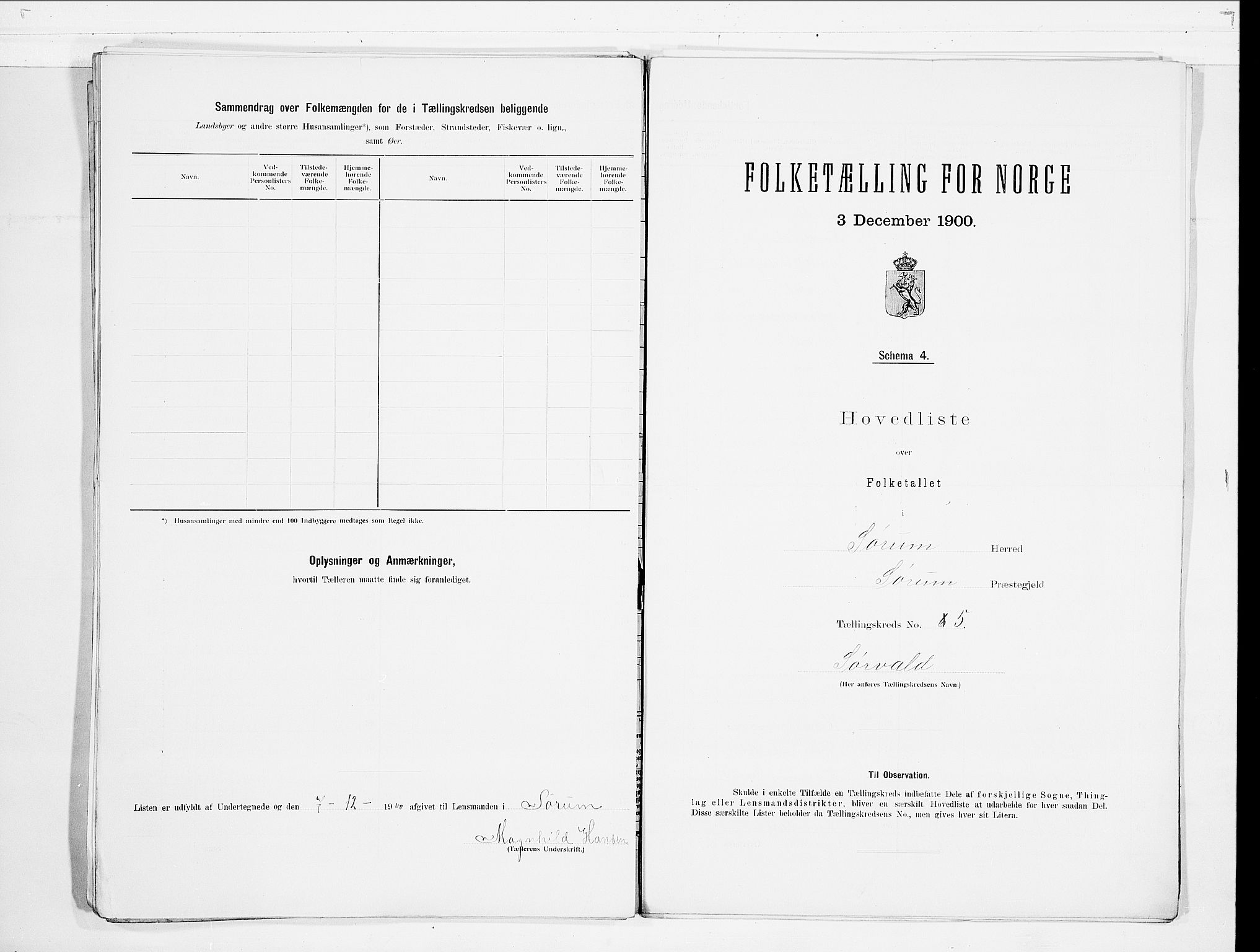 SAO, 1900 census for Sørum, 1900, p. 12