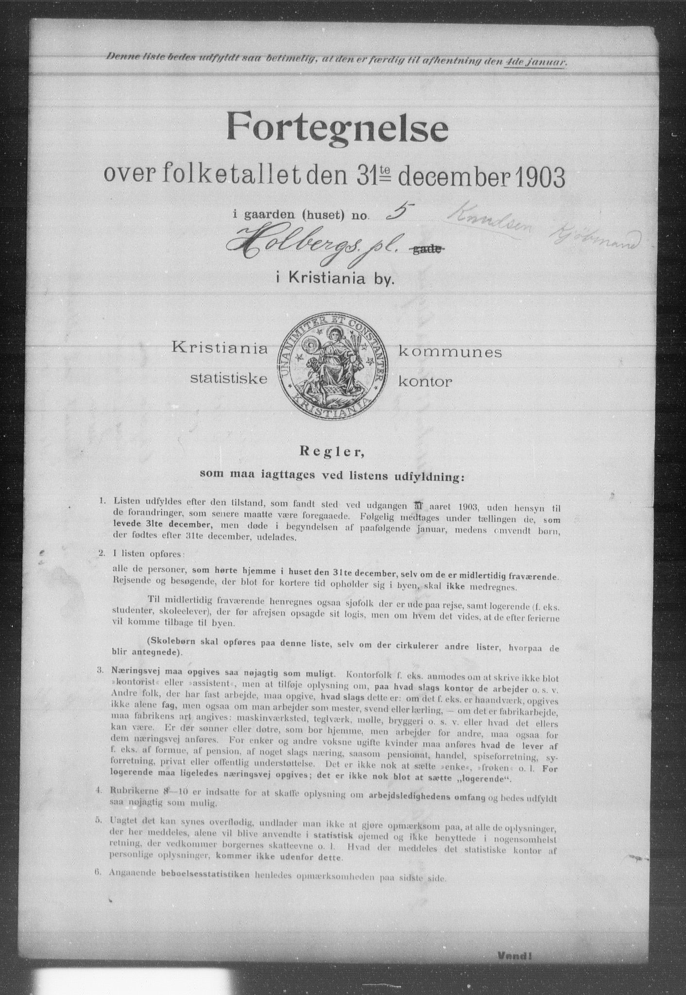 OBA, Municipal Census 1903 for Kristiania, 1903, p. 7961