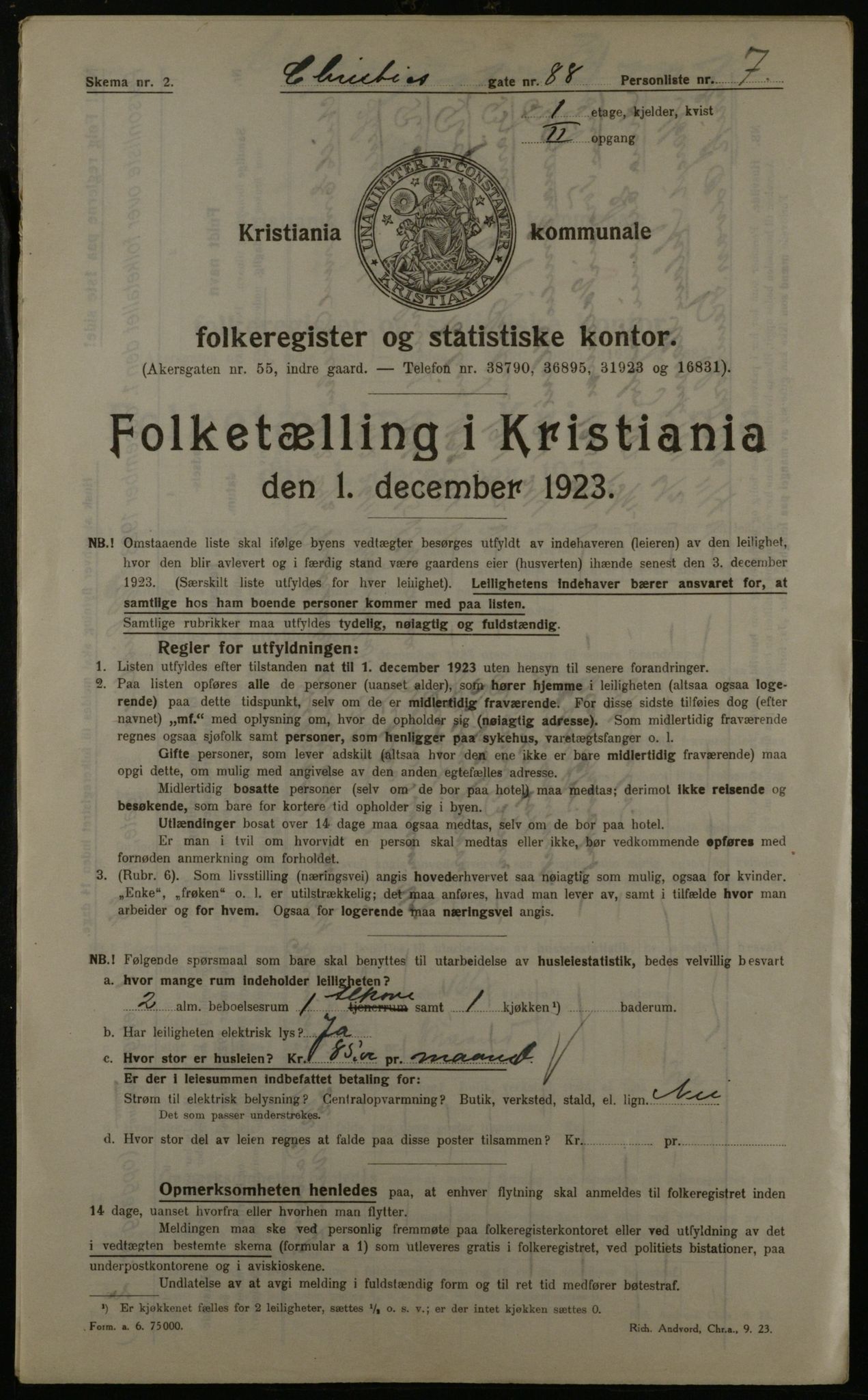 OBA, Municipal Census 1923 for Kristiania, 1923, p. 14396