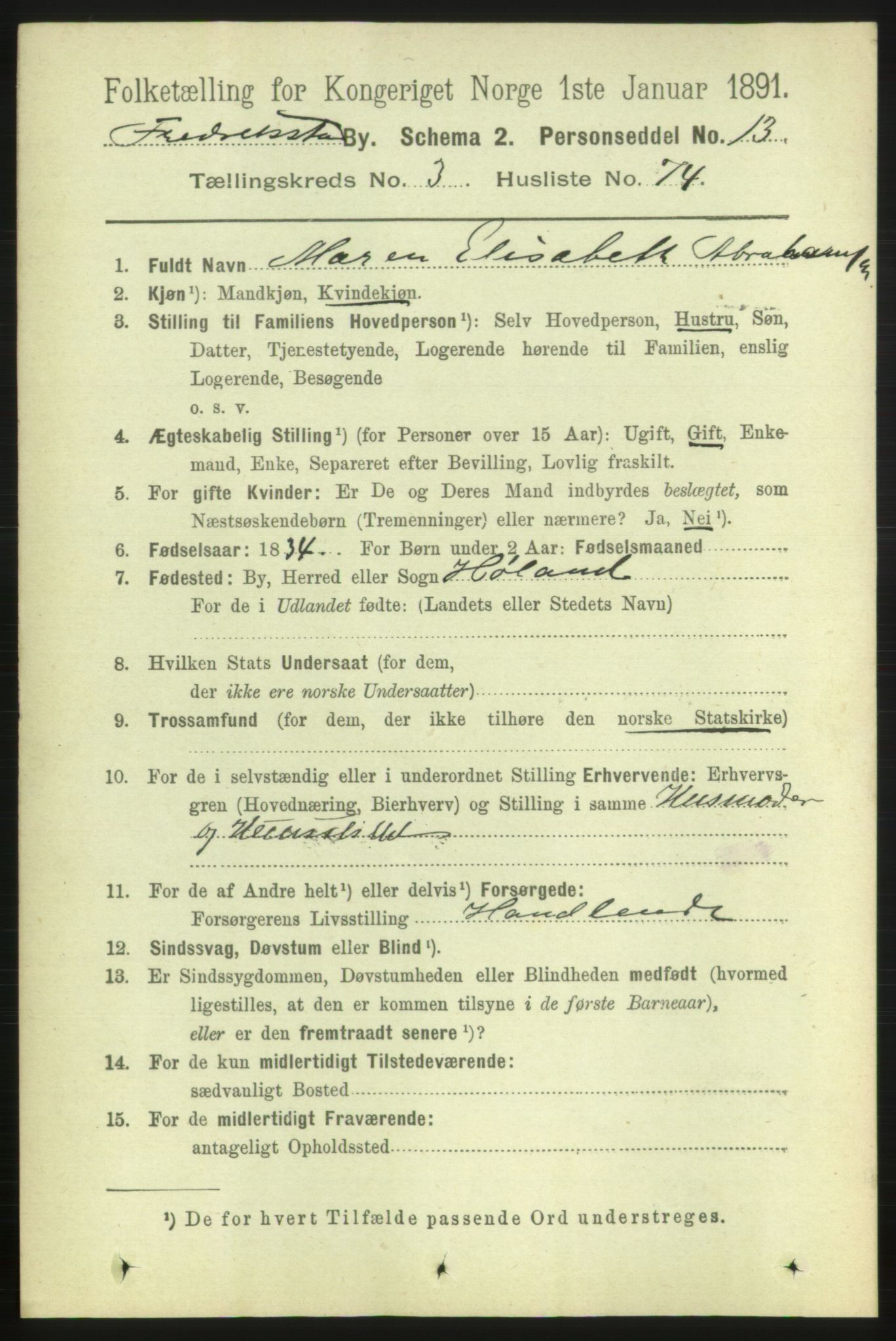 RA, 1891 census for 0103 Fredrikstad, 1891, p. 6037