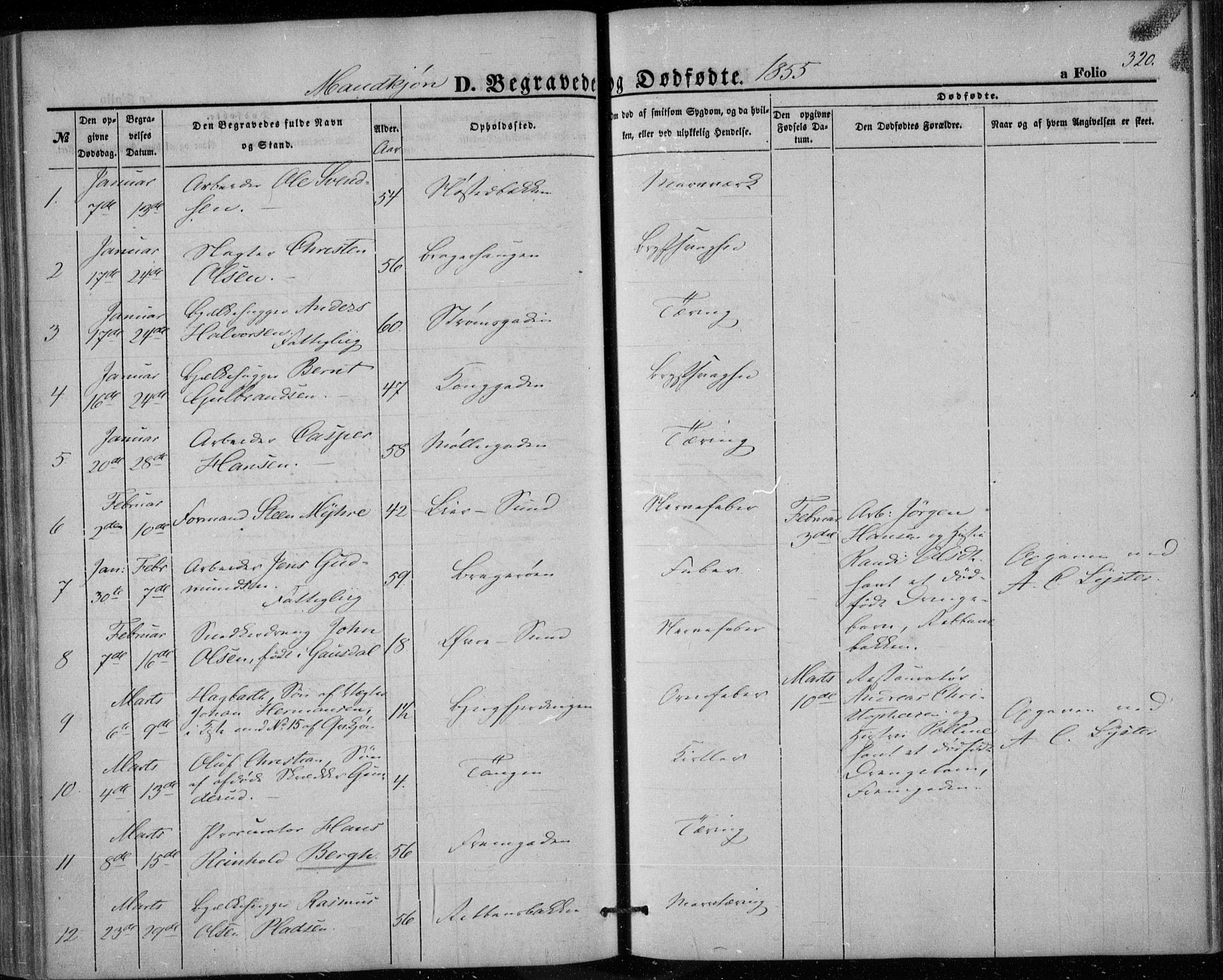 Bragernes kirkebøker, SAKO/A-6/F/Fb/L0002: Parish register (official) no. II 2, 1848-1859, p. 320
