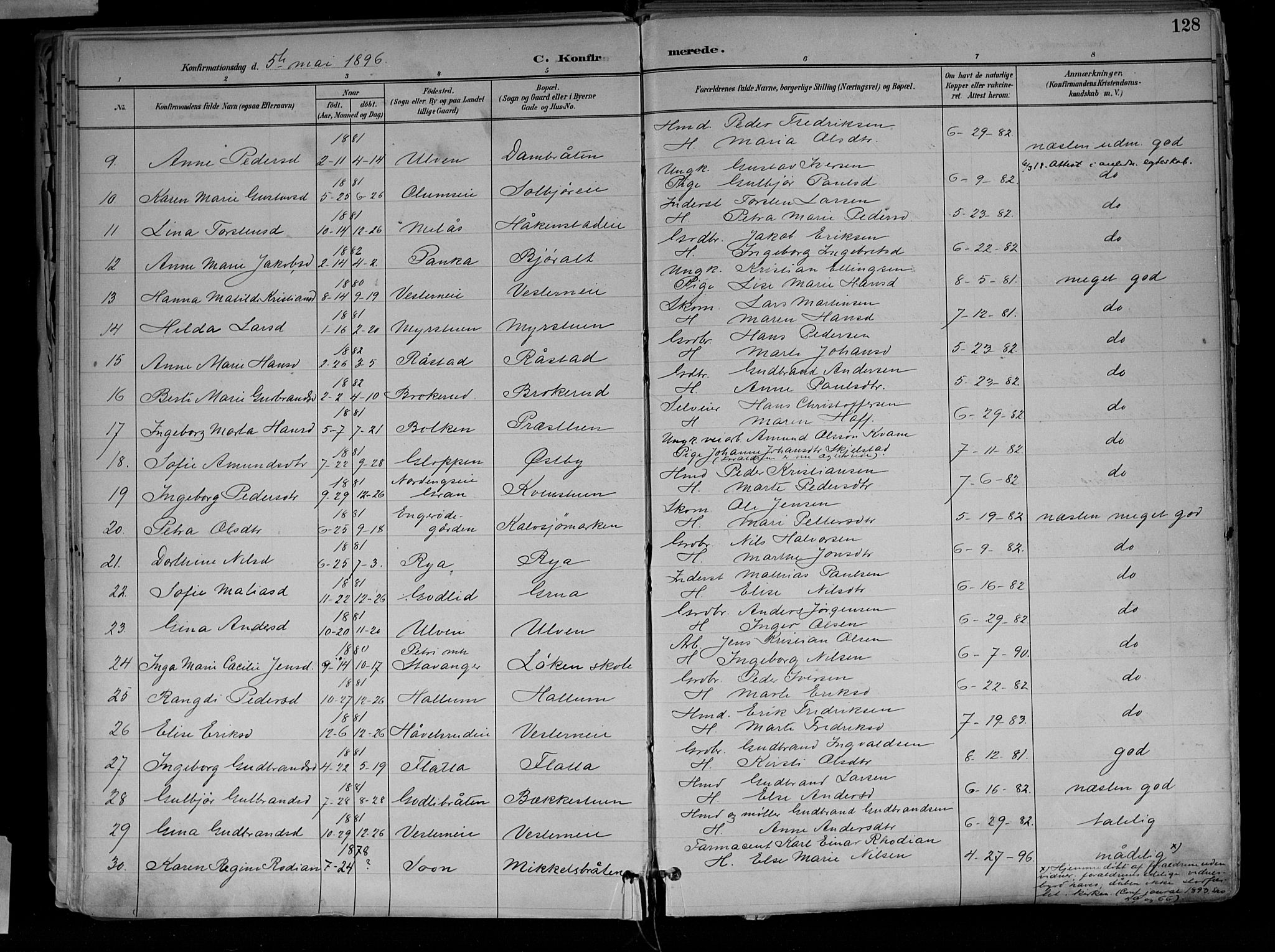 Jevnaker prestekontor, SAH/PREST-116/H/Ha/Haa/L0010: Parish register (official) no. 10, 1891-1906, p. 128
