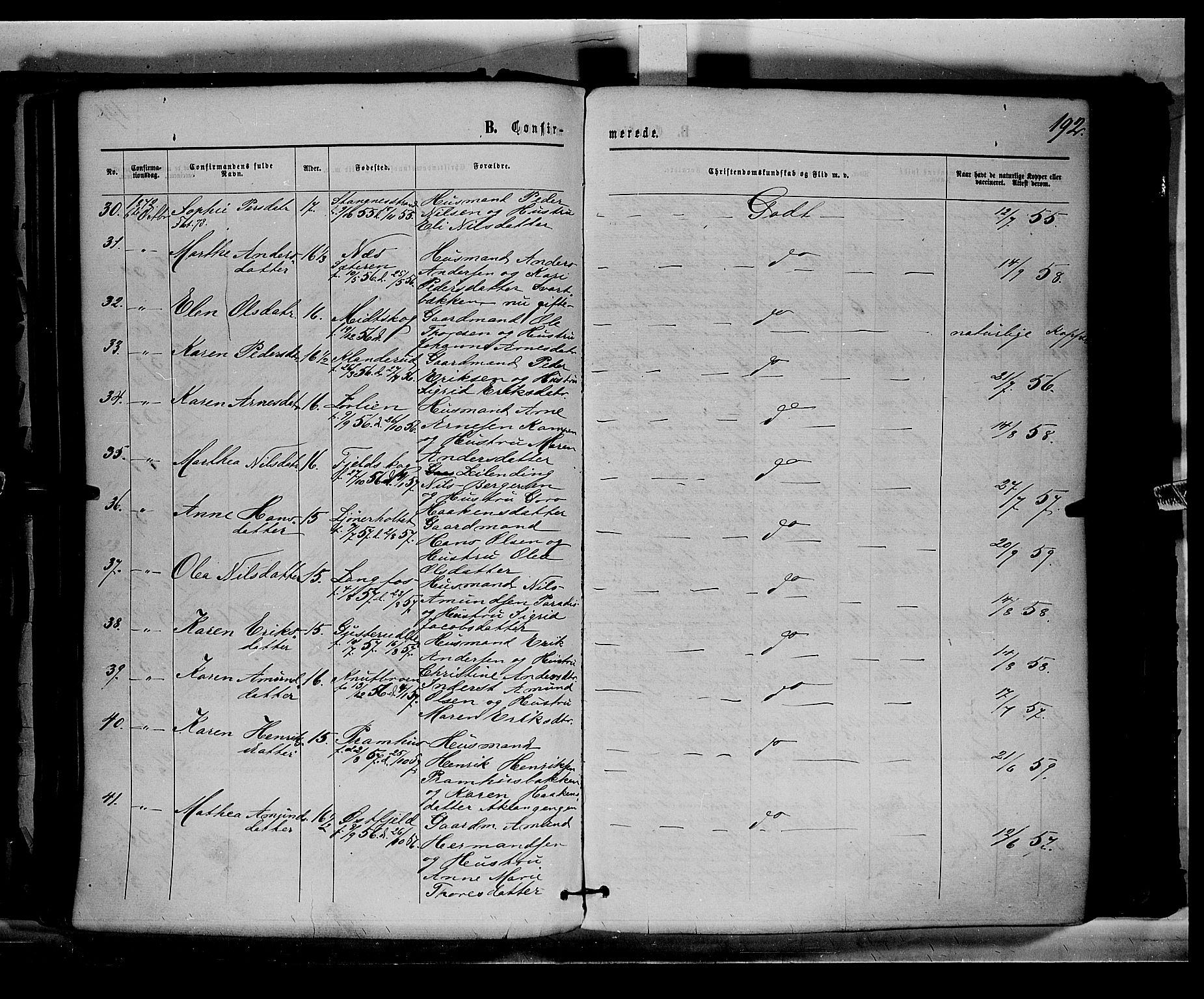 Eidskog prestekontor, AV/SAH-PREST-026/H/Ha/Haa/L0002: Parish register (official) no. 2, 1867-1878, p. 192