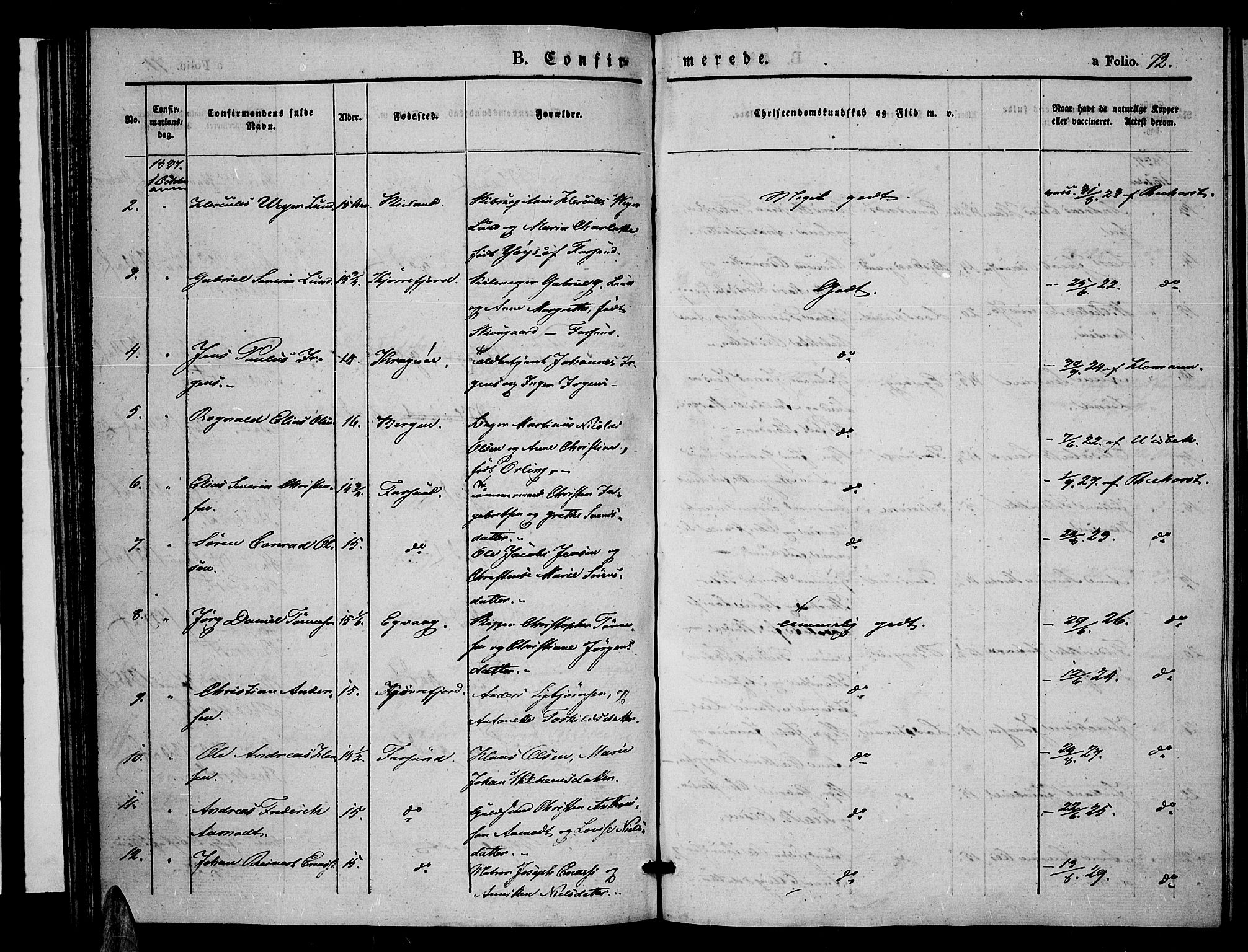 Farsund sokneprestkontor, AV/SAK-1111-0009/F/Fa/L0003: Parish register (official) no. A 3, 1836-1846, p. 72