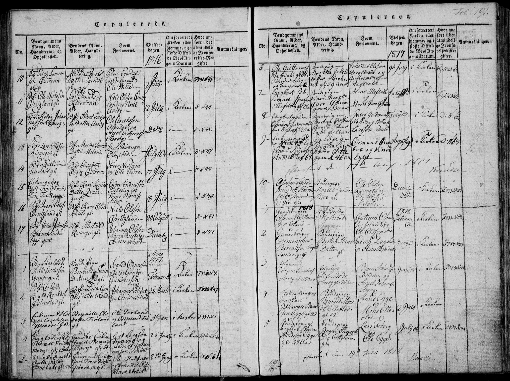 Skjold sokneprestkontor, AV/SAST-A-101847/H/Ha/Haa/L0003: Parish register (official) no. A 3, 1815-1835, p. 191