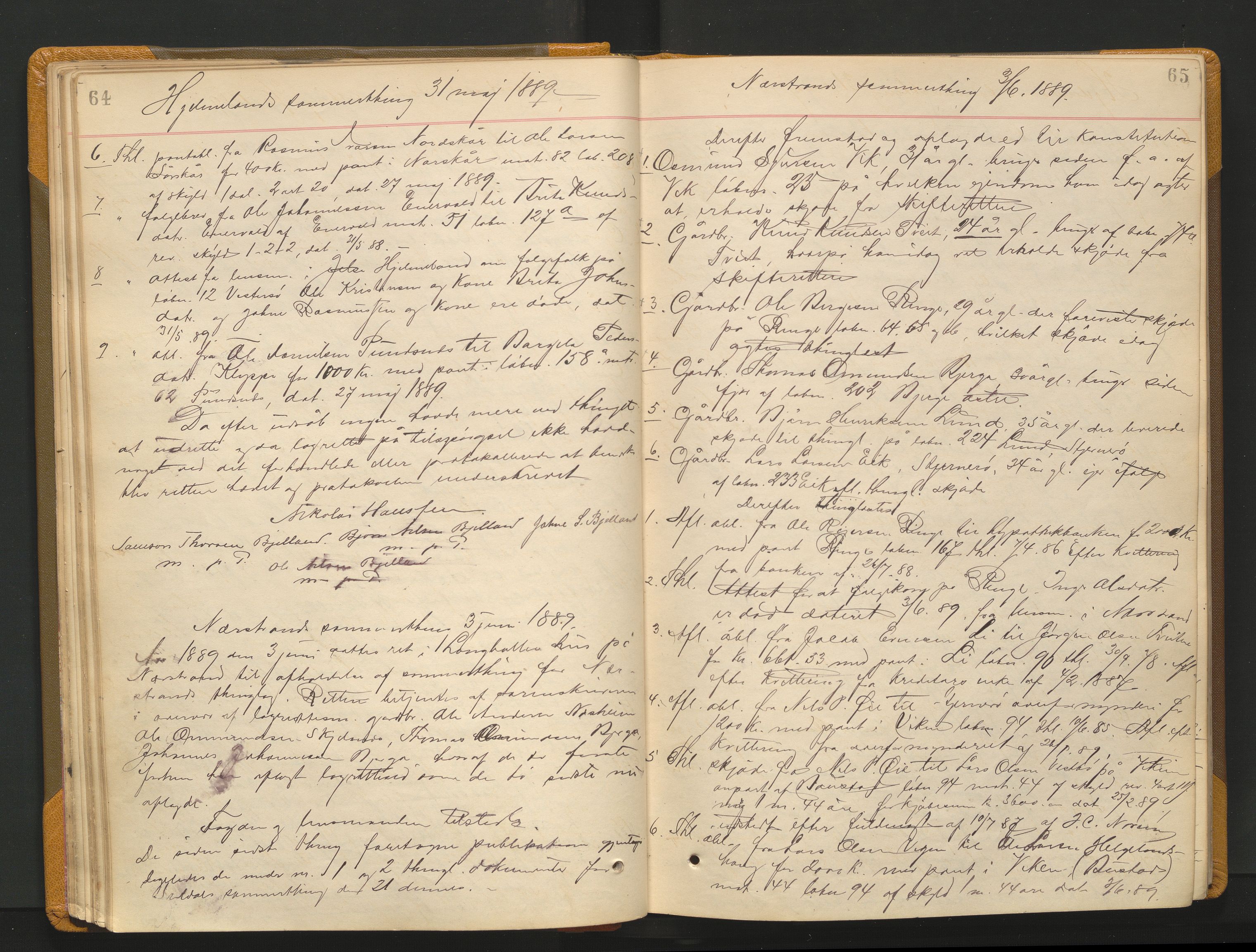 Ryfylke tingrett, AV/SAST-A-100055/001/I/IB/IB0/L0015: Tingbok, Ryfylke, 1889-1891, p. 64-65