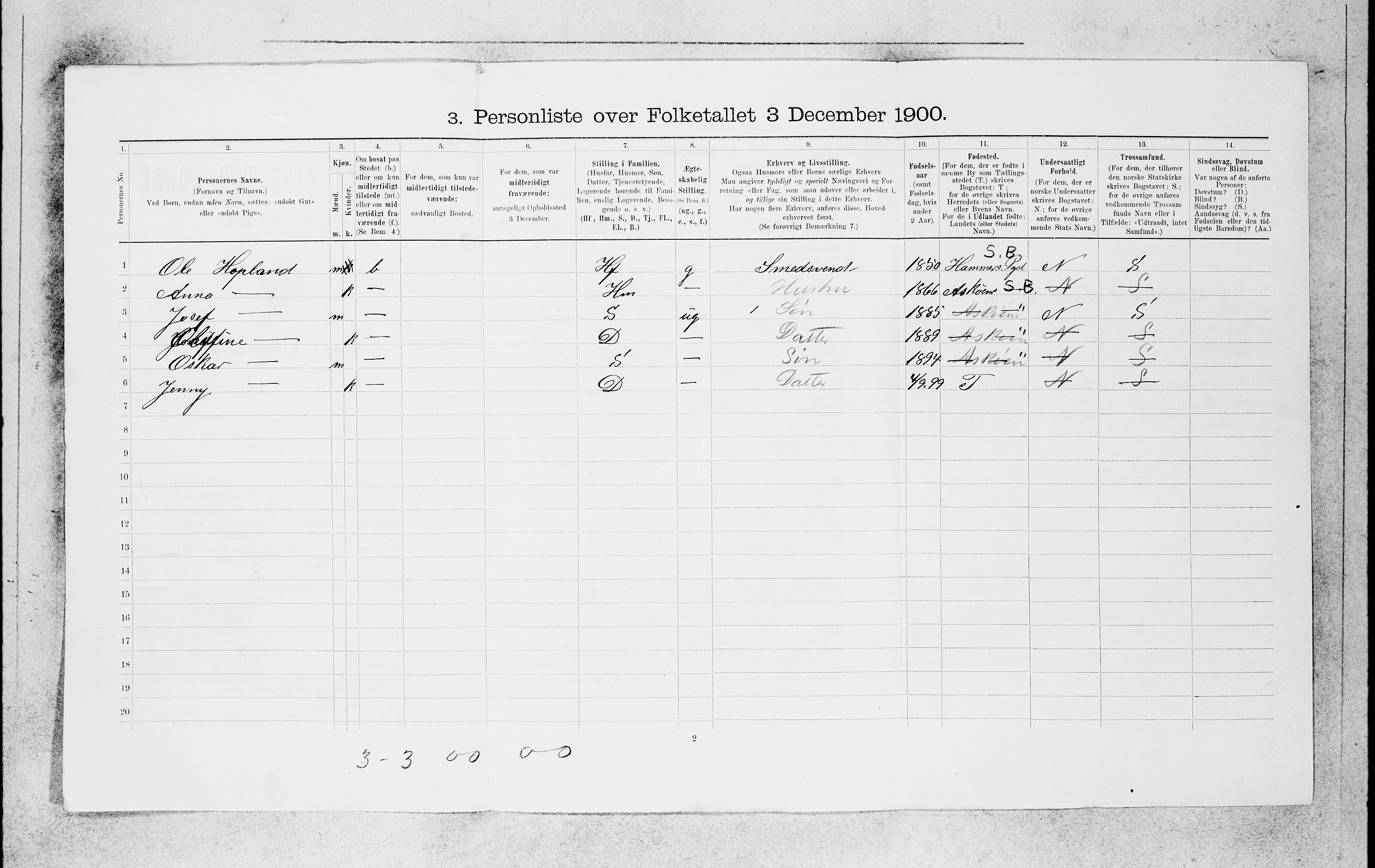 SAB, 1900 census for Bergen, 1900, p. 17946