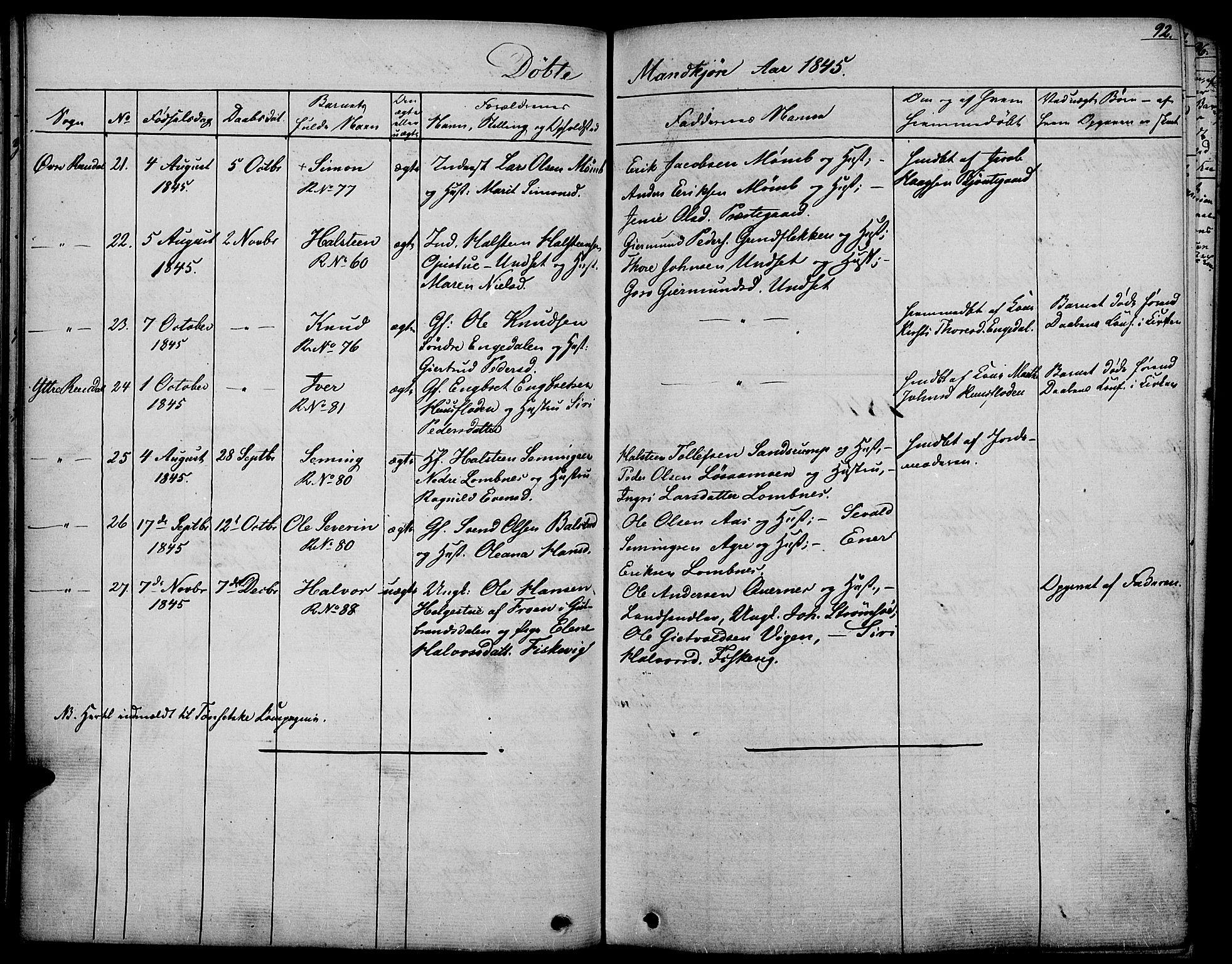 Rendalen prestekontor, AV/SAH-PREST-054/H/Ha/Haa/L0004: Parish register (official) no. 4, 1829-1852, p. 92