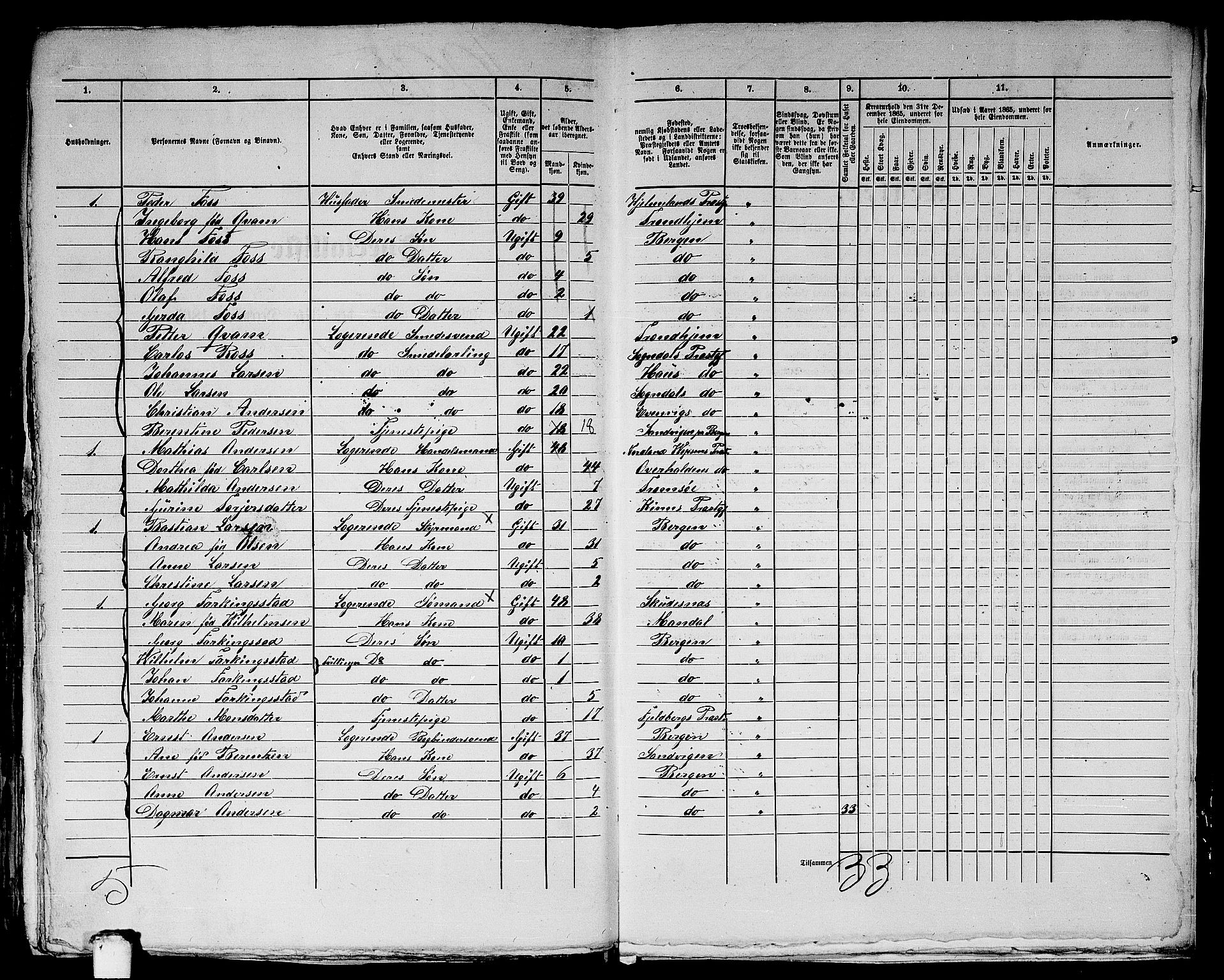 RA, 1865 census for Bergen, 1865, p. 4080