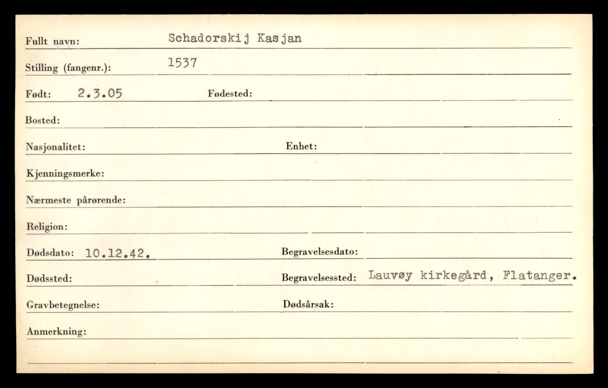 Distriktskontoret for krigsgraver, AV/SAT-A-5030/E/L0005: Kasett/kartotek over falne Britiske og tyske solater, samt andre nasjoners krigsgraver, 1945, p. 521