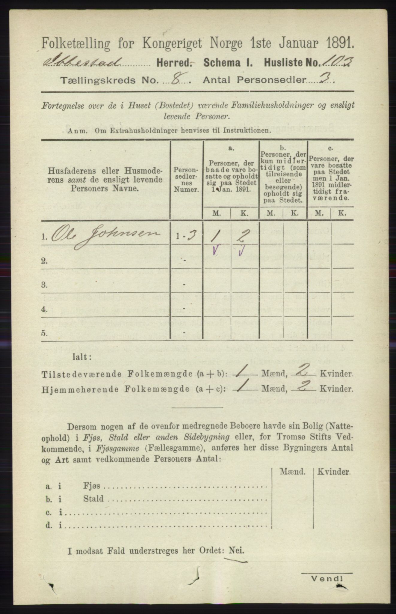 RA, 1891 census for 1917 Ibestad, 1891, p. 5235