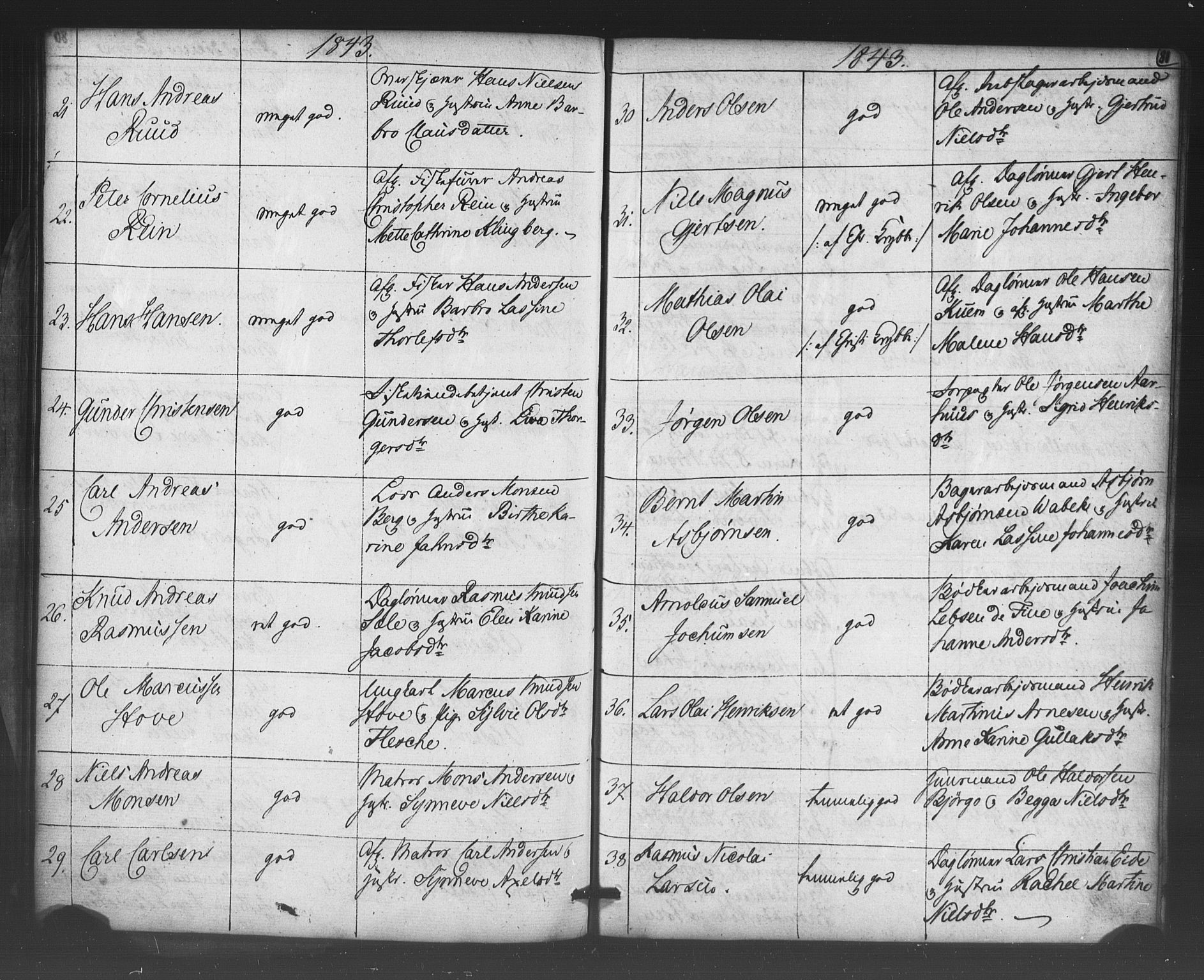 Korskirken sokneprestembete, AV/SAB-A-76101/H/Haa/L0066: Curate's parish register no. A 1, 1826-1843, p. 81