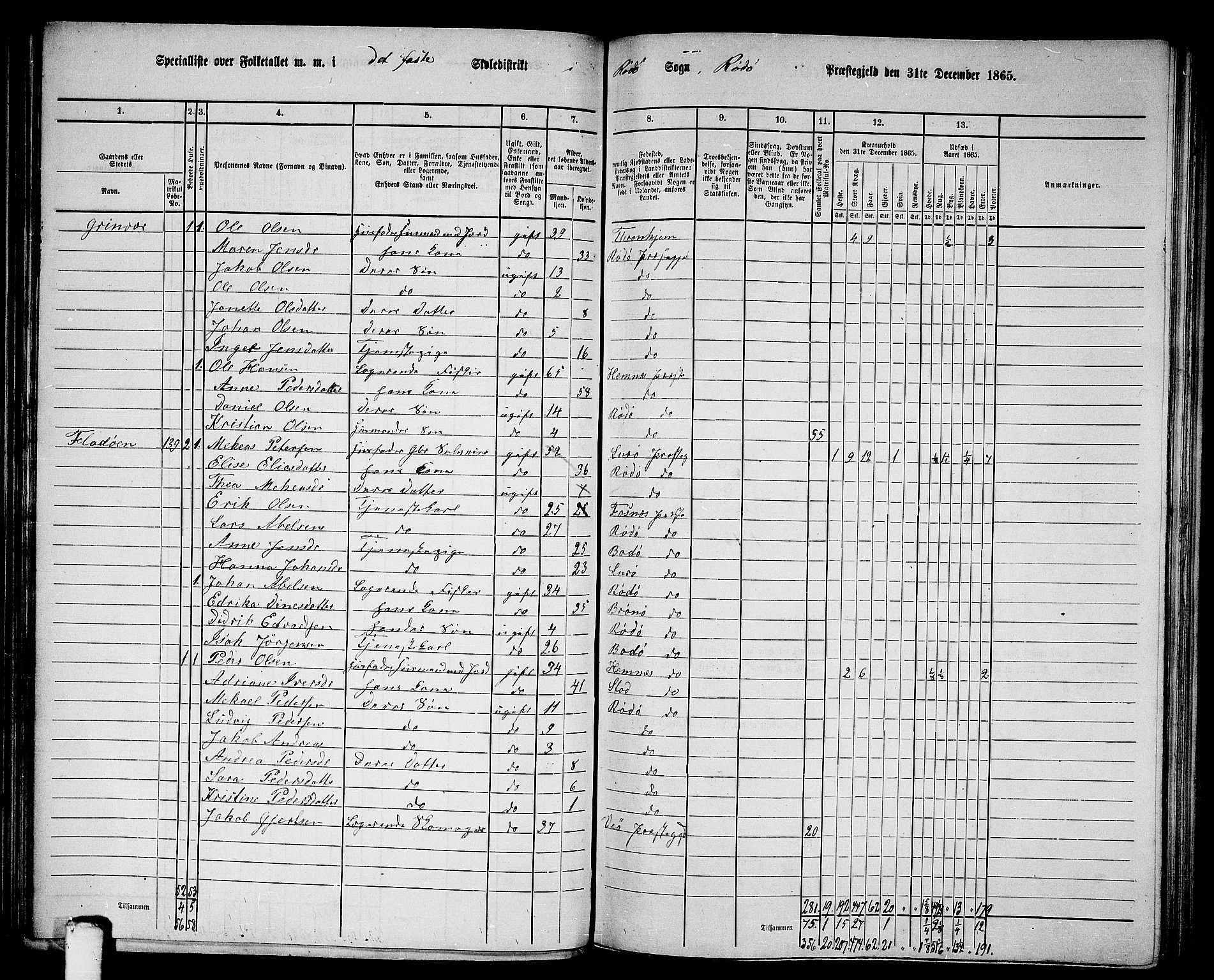 RA, 1865 census for Rødøy, 1865, p. 18