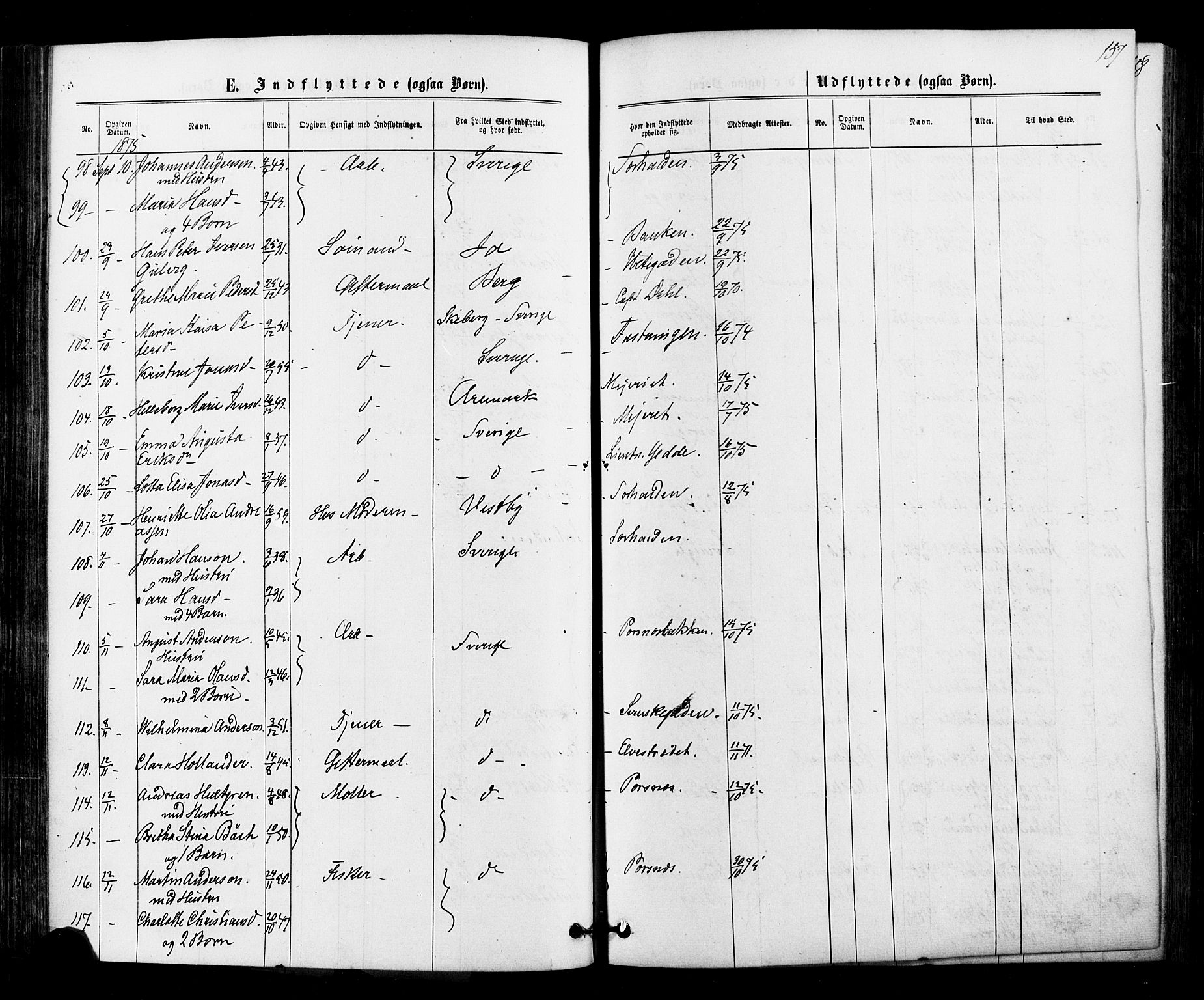 Halden prestekontor Kirkebøker, AV/SAO-A-10909/F/Fa/L0010: Parish register (official) no. I 10, 1866-1877, p. 157