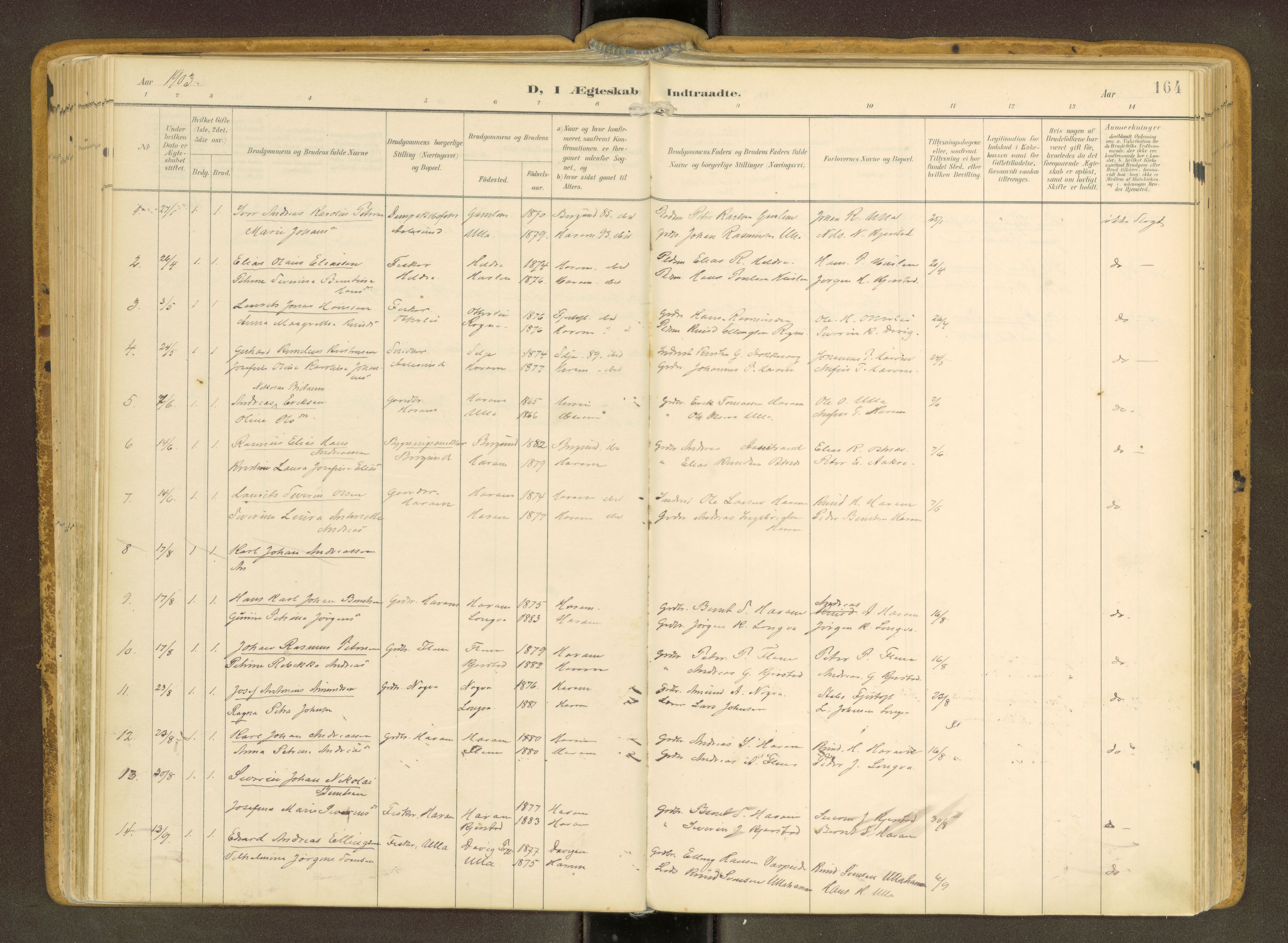 Ministerialprotokoller, klokkerbøker og fødselsregistre - Møre og Romsdal, AV/SAT-A-1454/536/L0517: Parish register (official) no. 536A--, 1897-1917, p. 164
