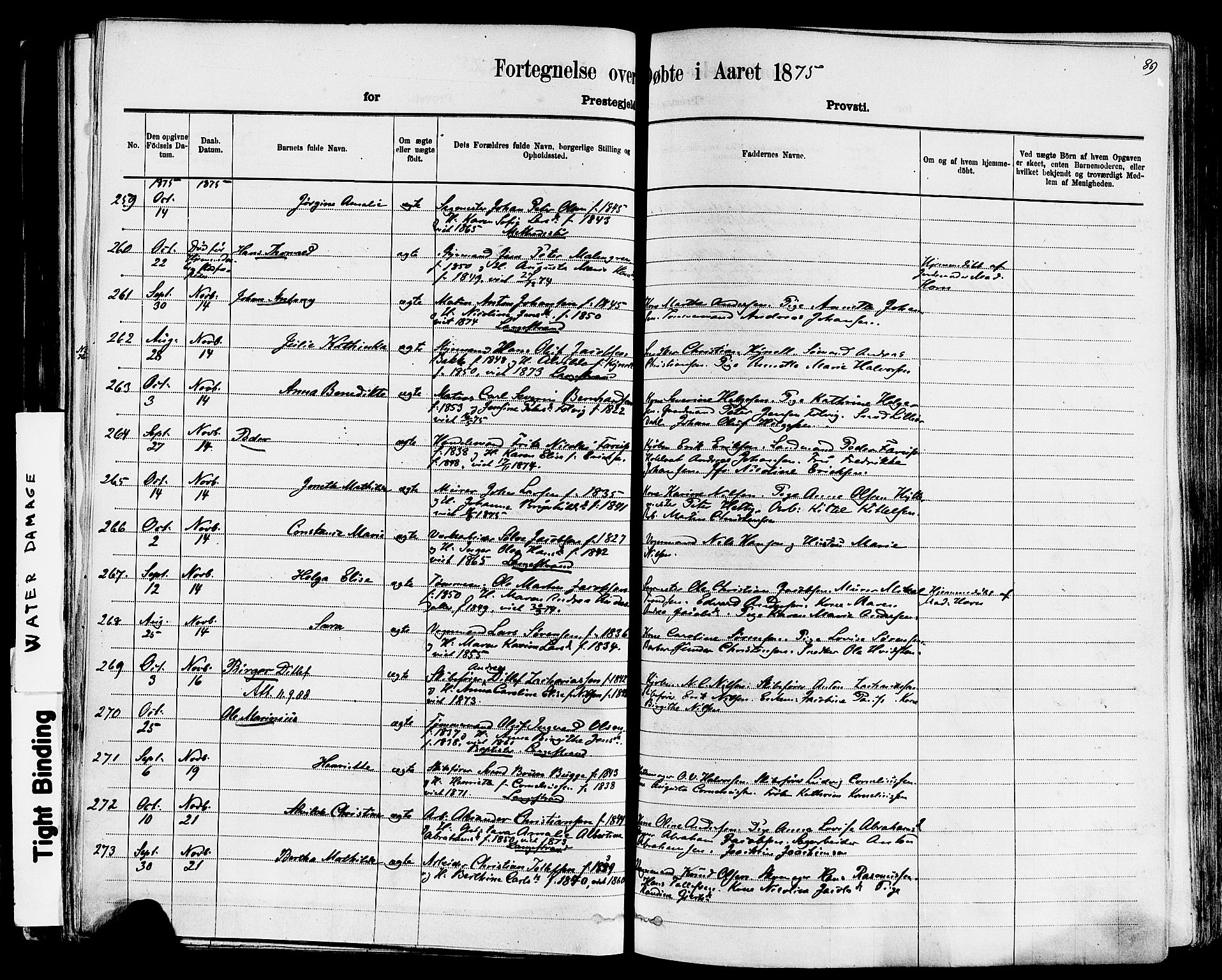 Larvik kirkebøker, AV/SAKO-A-352/F/Fa/L0006: Parish register (official) no. I 6, 1871-1883, p. 89