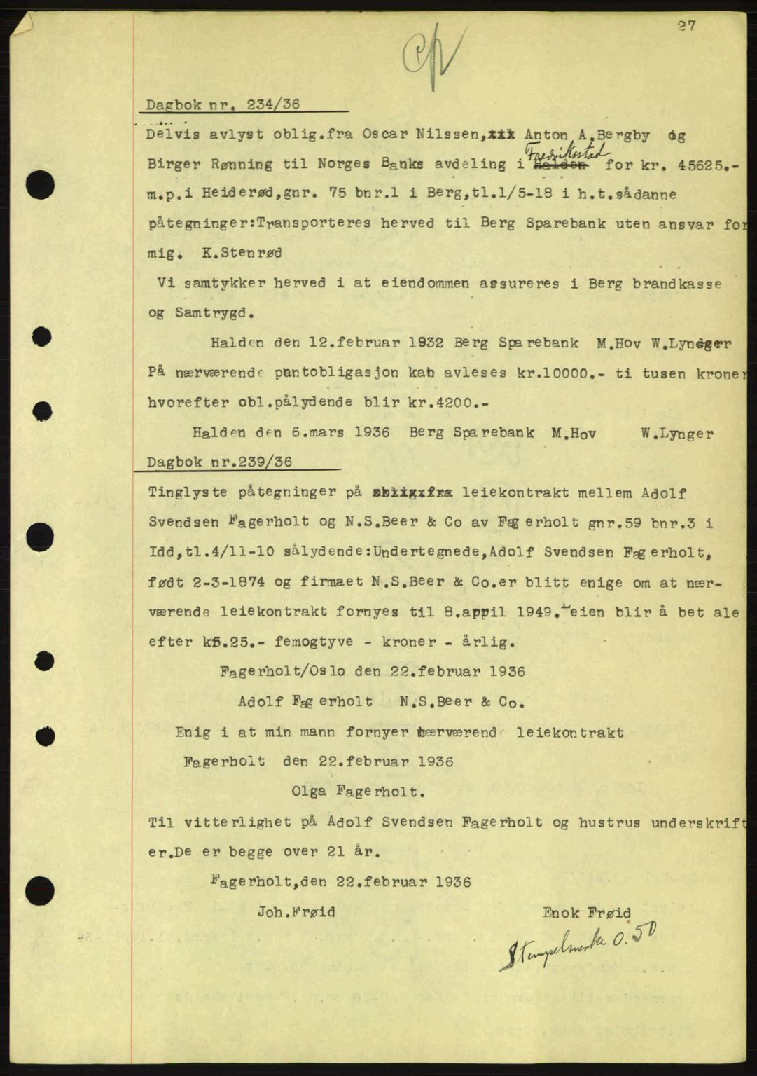 Idd og Marker sorenskriveri, AV/SAO-A-10283/G/Gb/Gbc/L0001: Mortgage book no. B1-3, 1936-1939, Diary no: : 234/1936