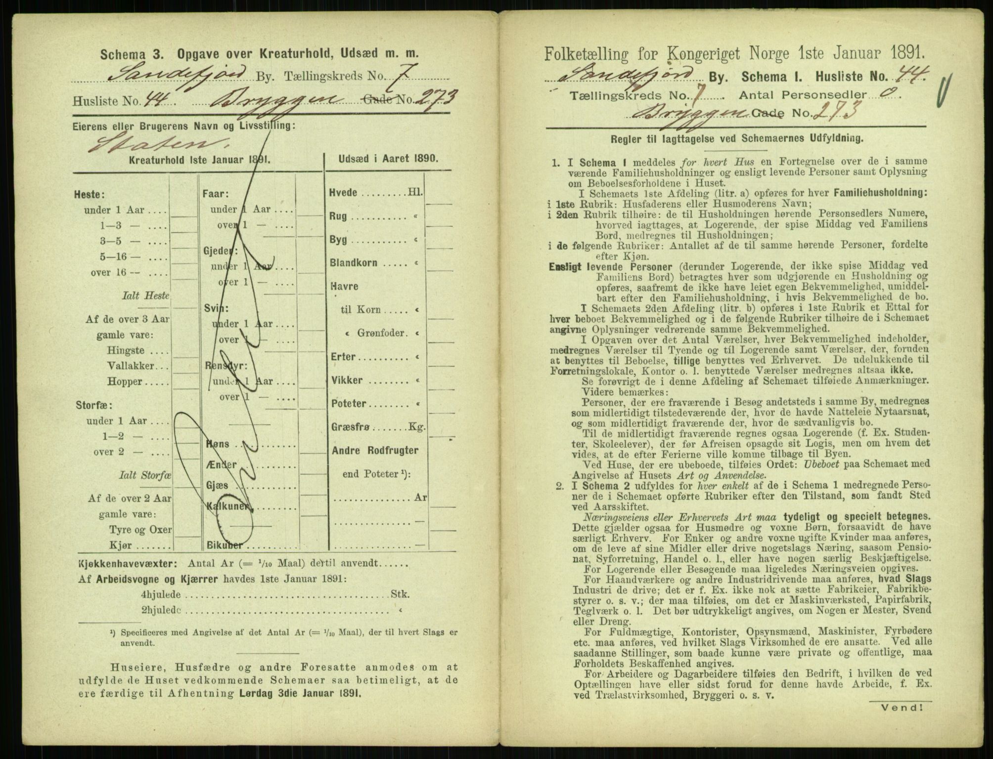 RA, 1891 census for 0706 Sandefjord, 1891, p. 827