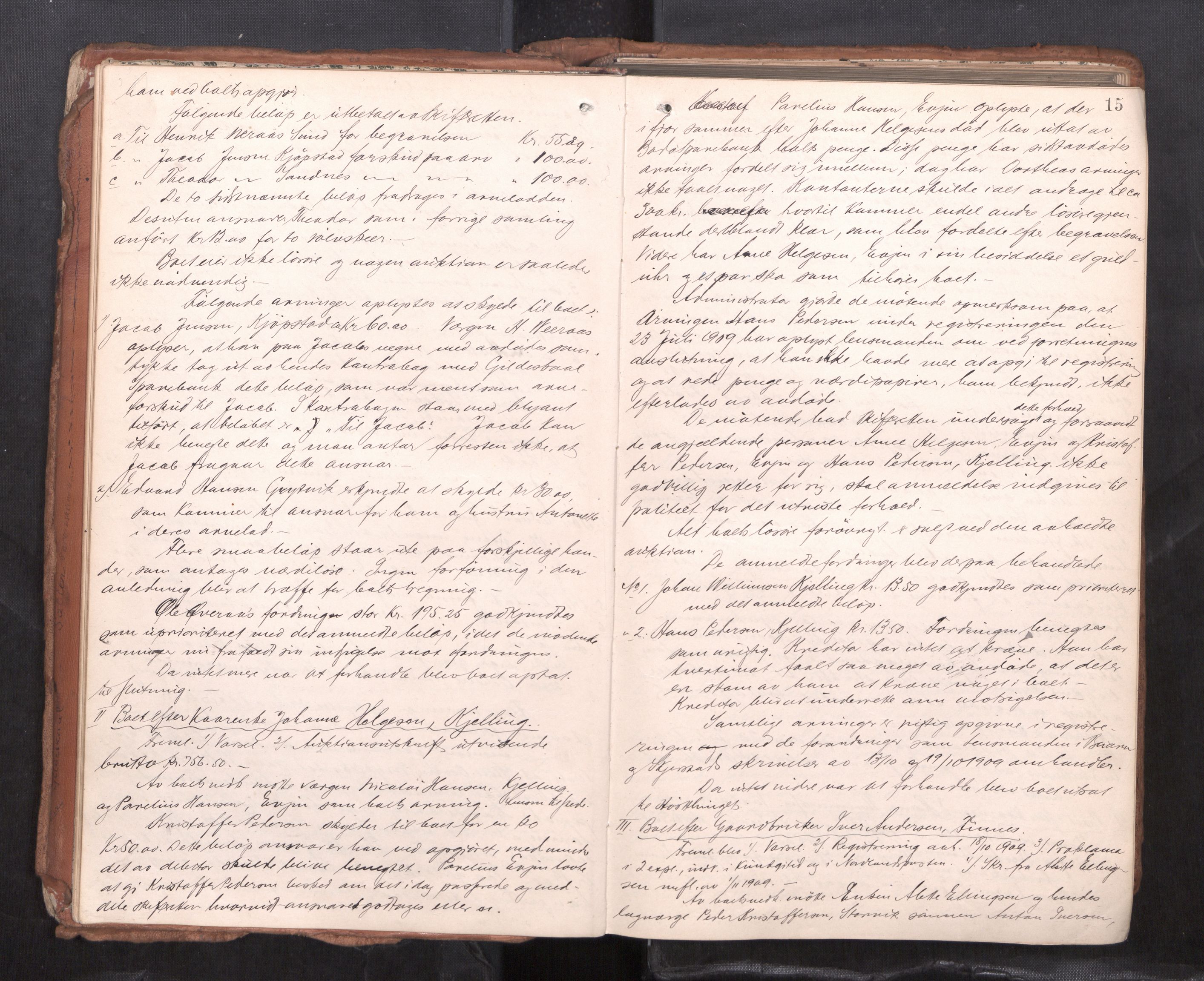 Salten sorenskriveri, AV/SAT-A-4578/1/3/3B/L0012: Skiftebehandlingsprotokoll, 1910-1915, p. 15