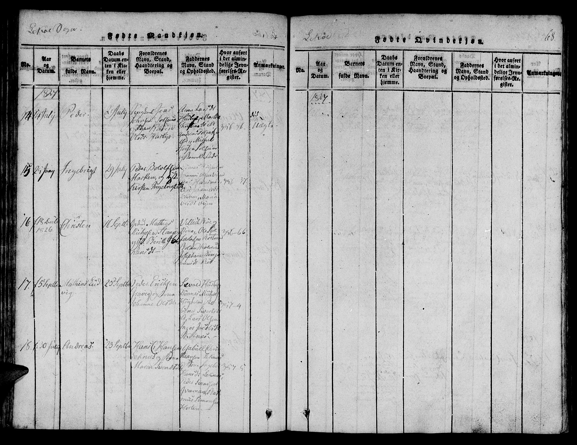 Ministerialprotokoller, klokkerbøker og fødselsregistre - Nord-Trøndelag, SAT/A-1458/780/L0636: Parish register (official) no. 780A03 /2, 1815-1829, p. 68