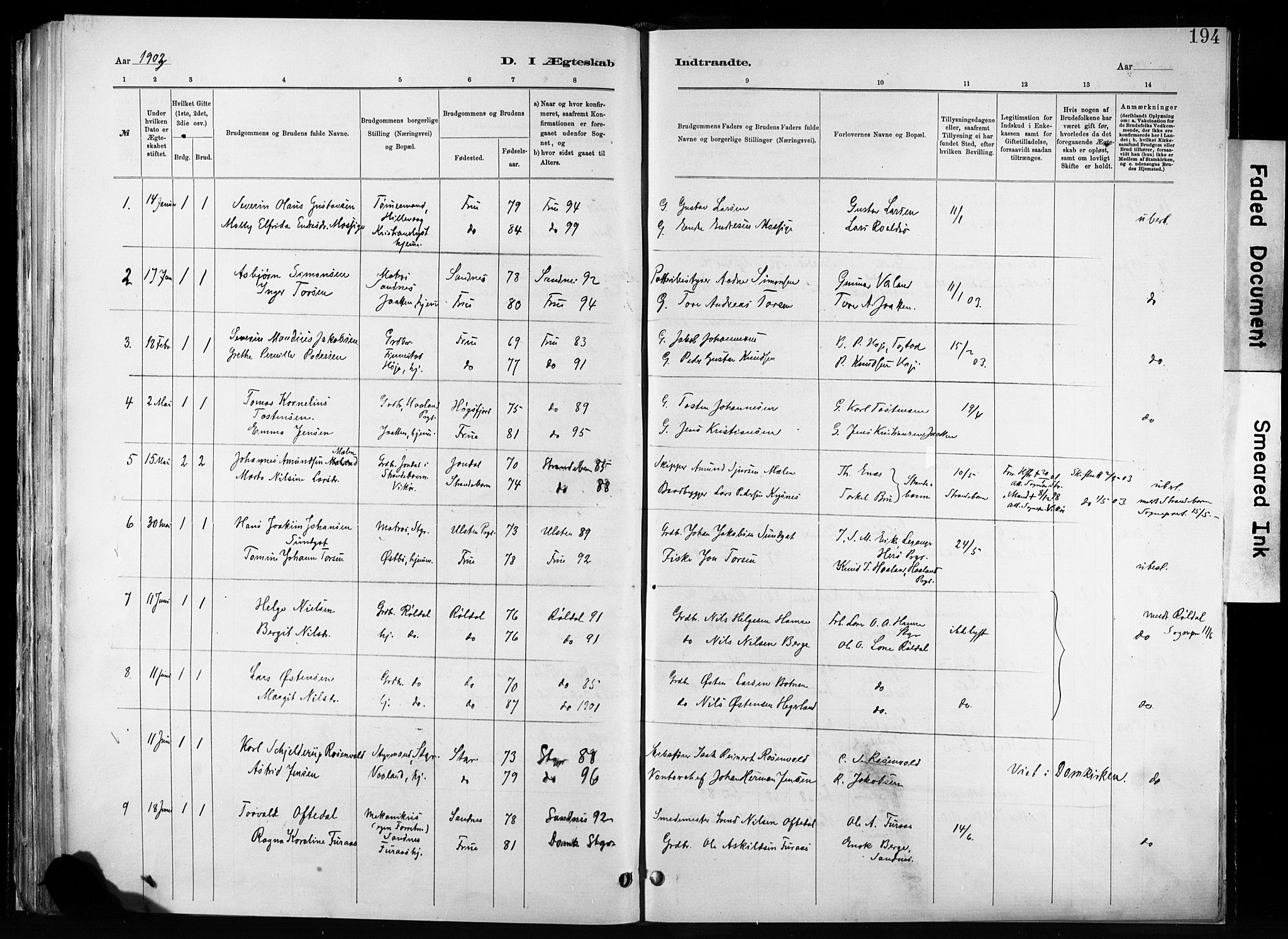 Hetland sokneprestkontor, SAST/A-101826/30/30BA/L0011: Parish register (official) no. A 11, 1884-1911, p. 194