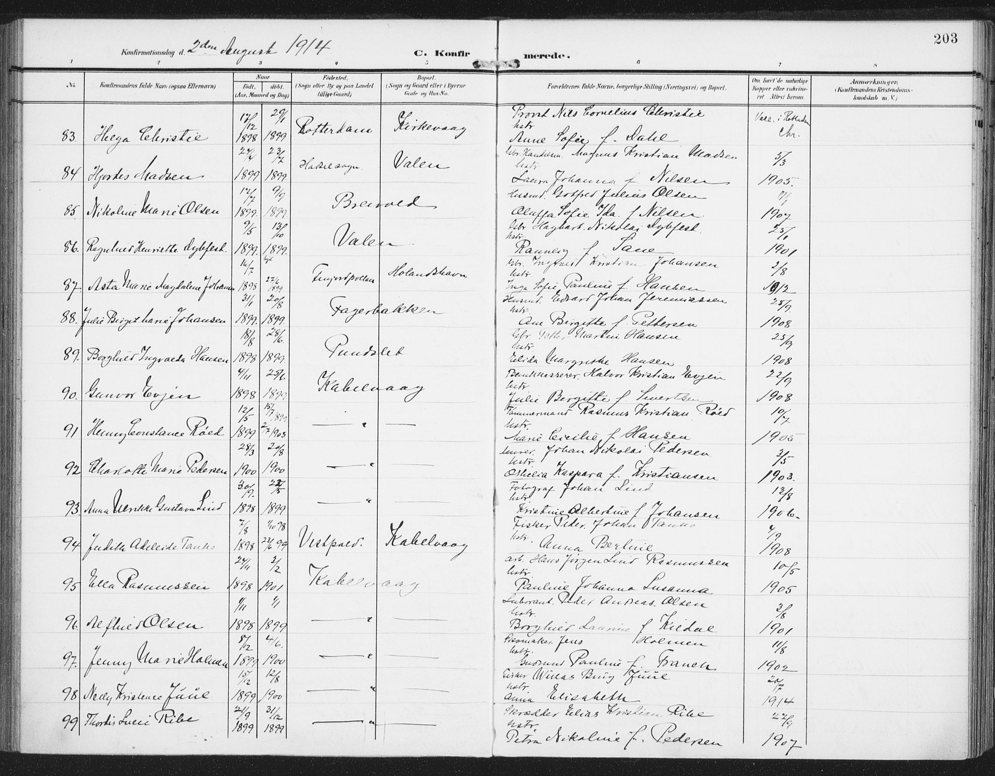 Ministerialprotokoller, klokkerbøker og fødselsregistre - Nordland, AV/SAT-A-1459/874/L1063: Parish register (official) no. 874A07, 1907-1915, p. 203