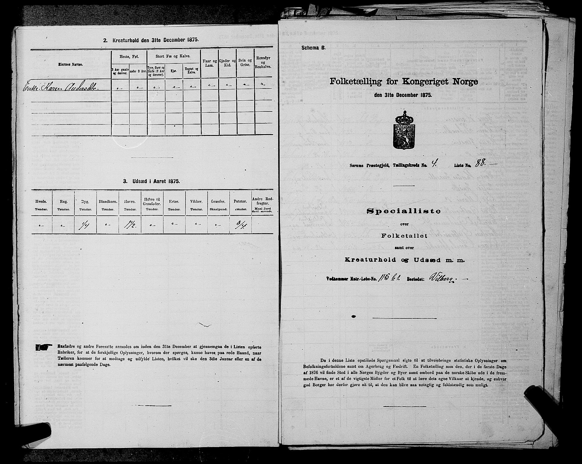 RA, 1875 census for 0226P Sørum, 1875, p. 637