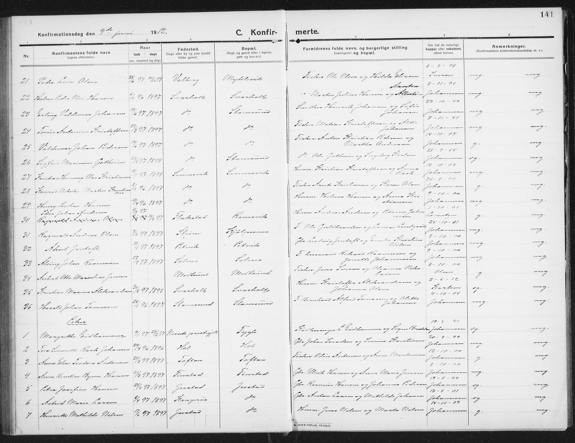 Ministerialprotokoller, klokkerbøker og fødselsregistre - Nordland, AV/SAT-A-1459/882/L1183: Parish register (copy) no. 882C01, 1911-1938, p. 141