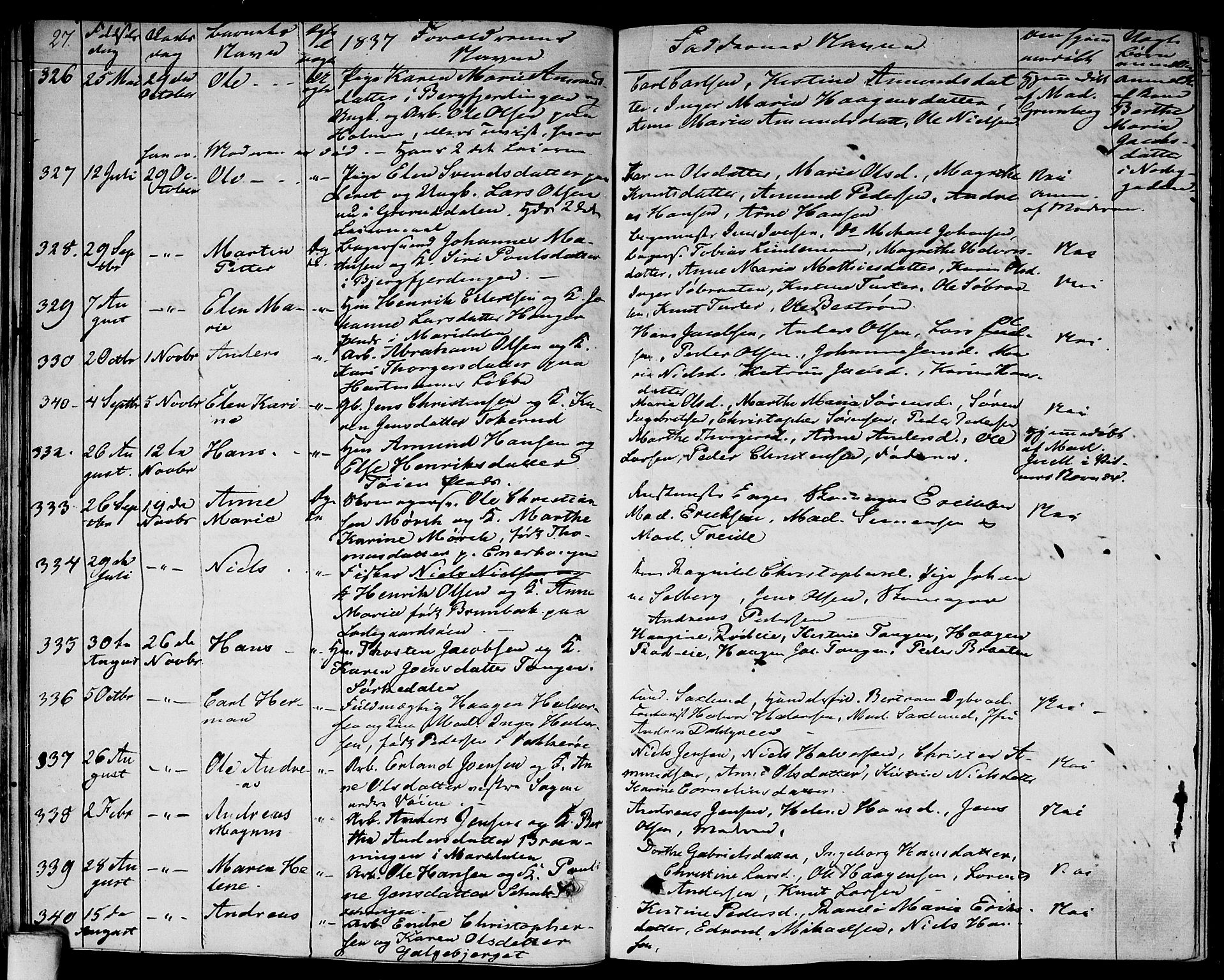 Aker prestekontor kirkebøker, SAO/A-10861/F/L0016: Parish register (official) no. 16, 1827-1841, p. 27