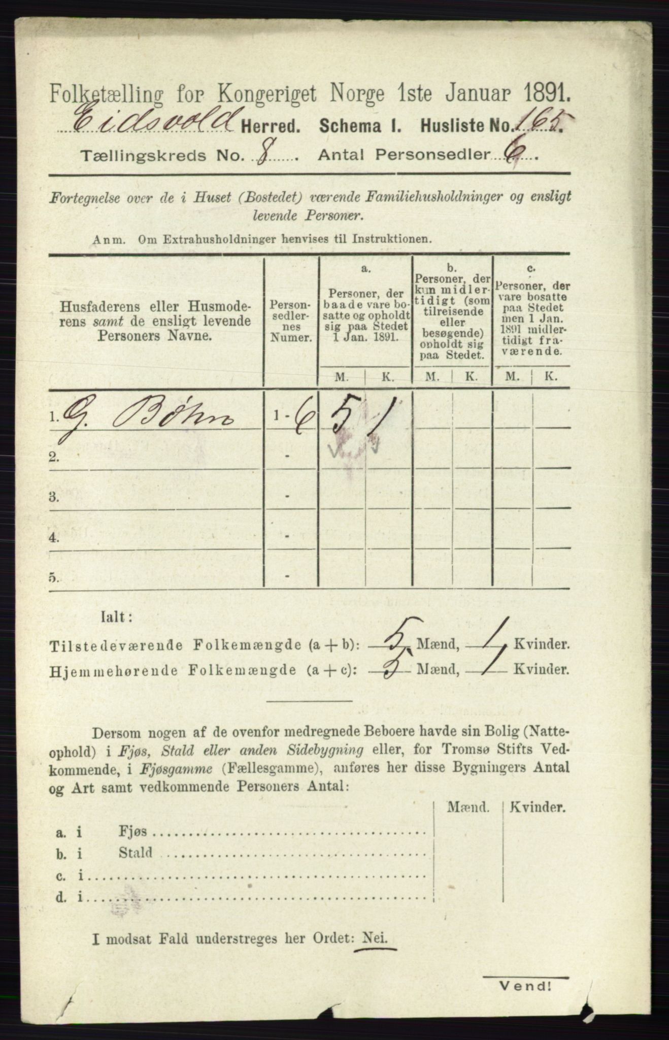 RA, 1891 census for 0237 Eidsvoll, 1891, p. 5271