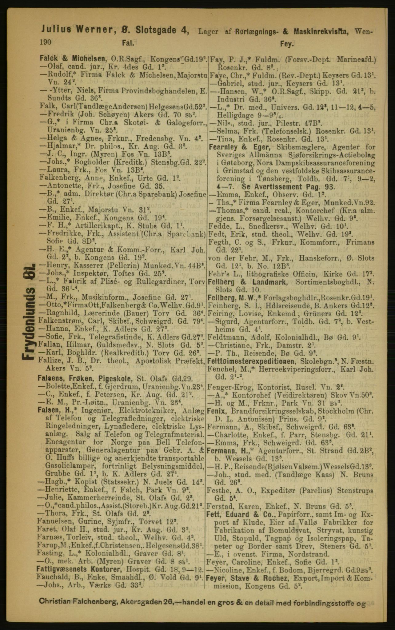 Kristiania/Oslo adressebok, PUBL/-, 1891, p. 190