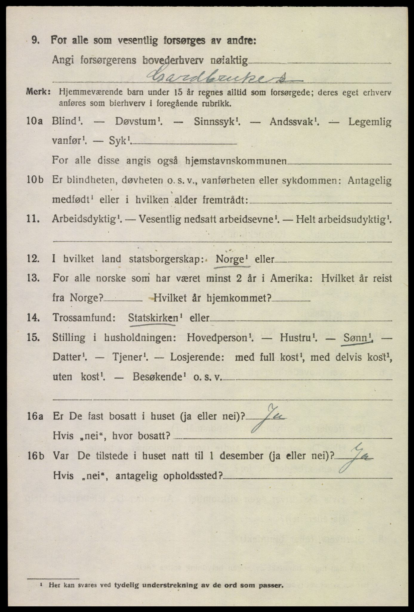 SAK, 1920 census for Sør-Audnedal, 1920, p. 5626