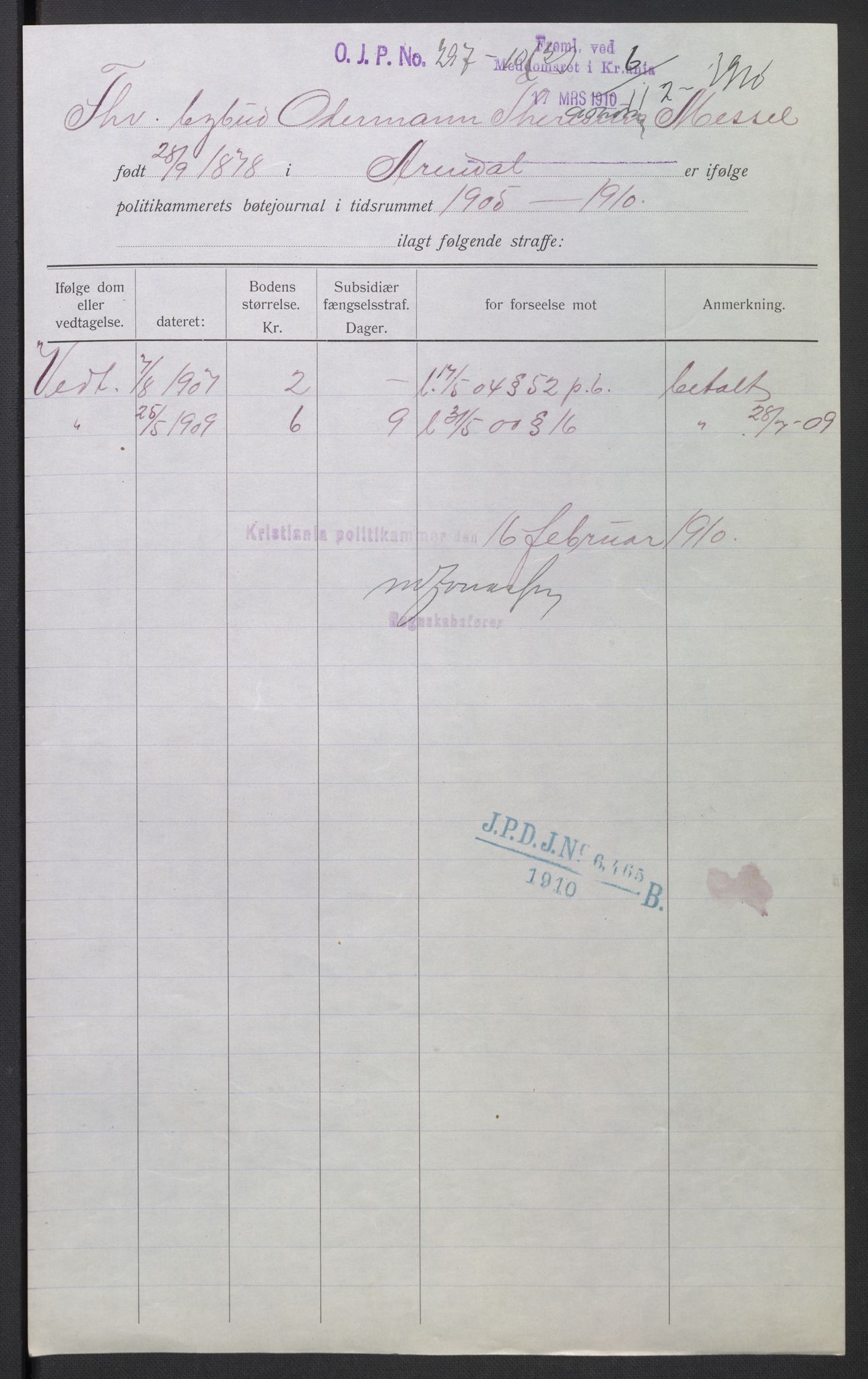 Botsfengslet, AV/RA-S-1539/D/Dn/L0331: 49n-56n, 57n-83n, 1910, p. 1106