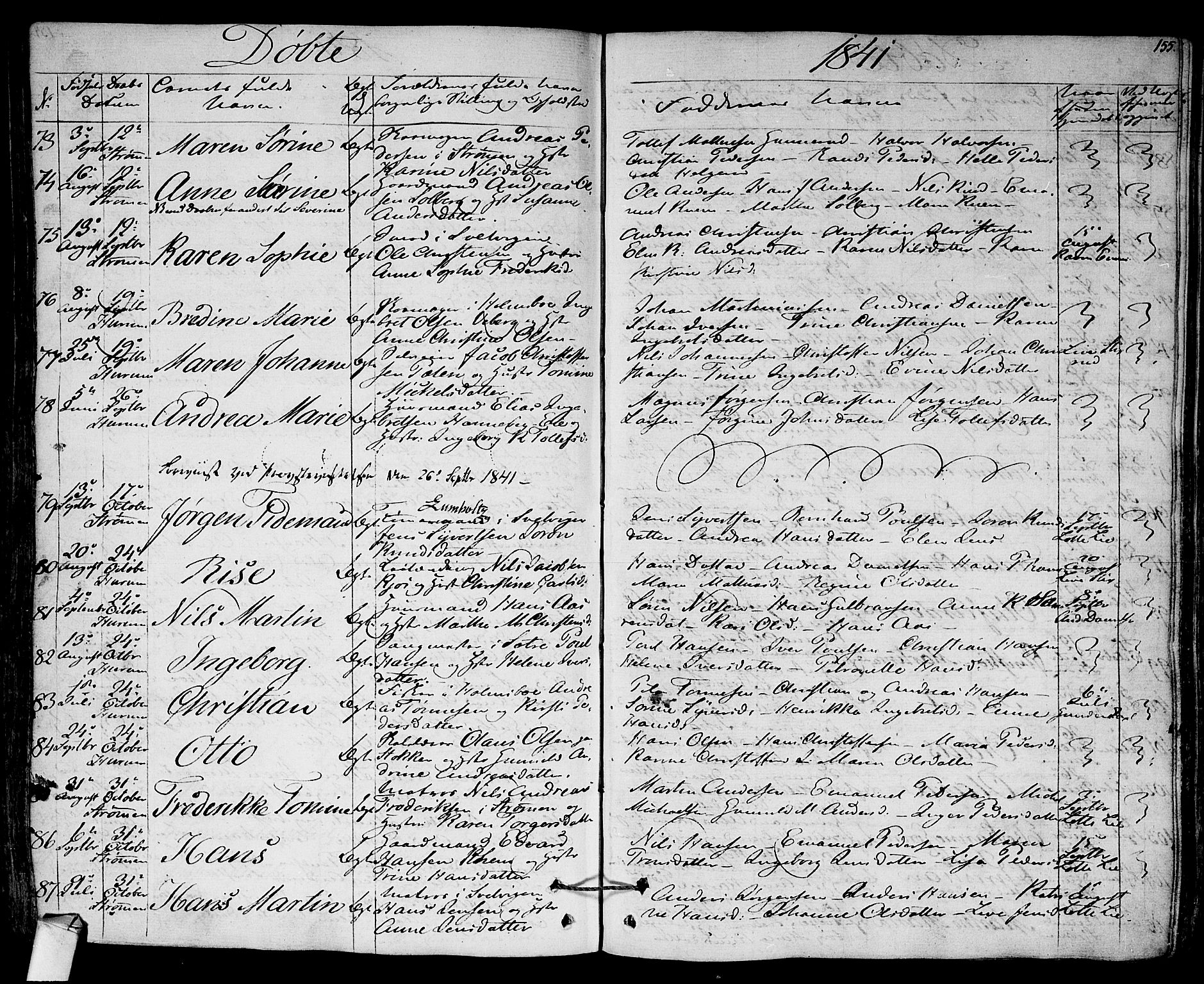 Hurum kirkebøker, AV/SAKO-A-229/F/Fa/L0010: Parish register (official) no. 10, 1827-1846, p. 155