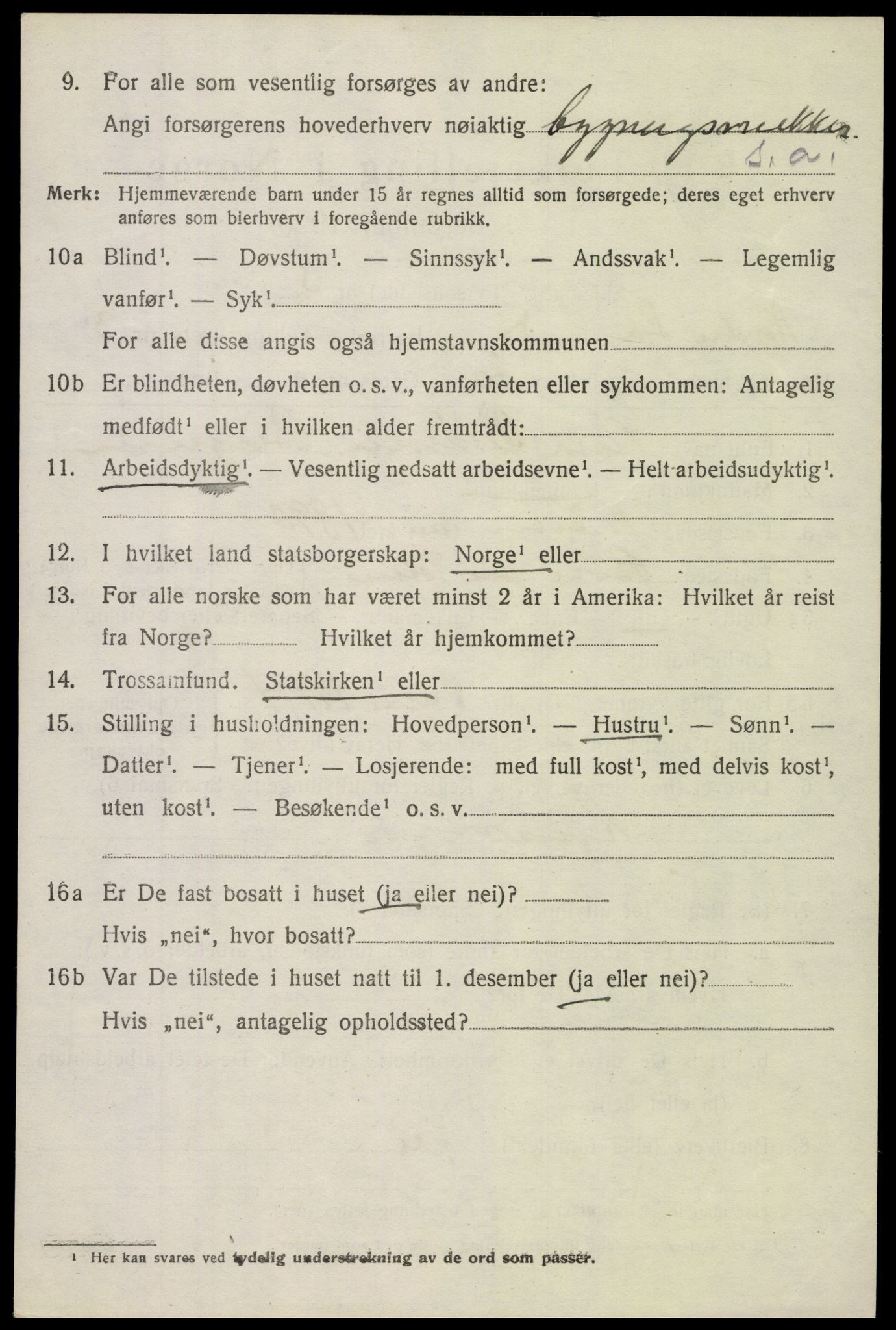 SAH, 1920 census for Nordre Land, 1920, p. 2452