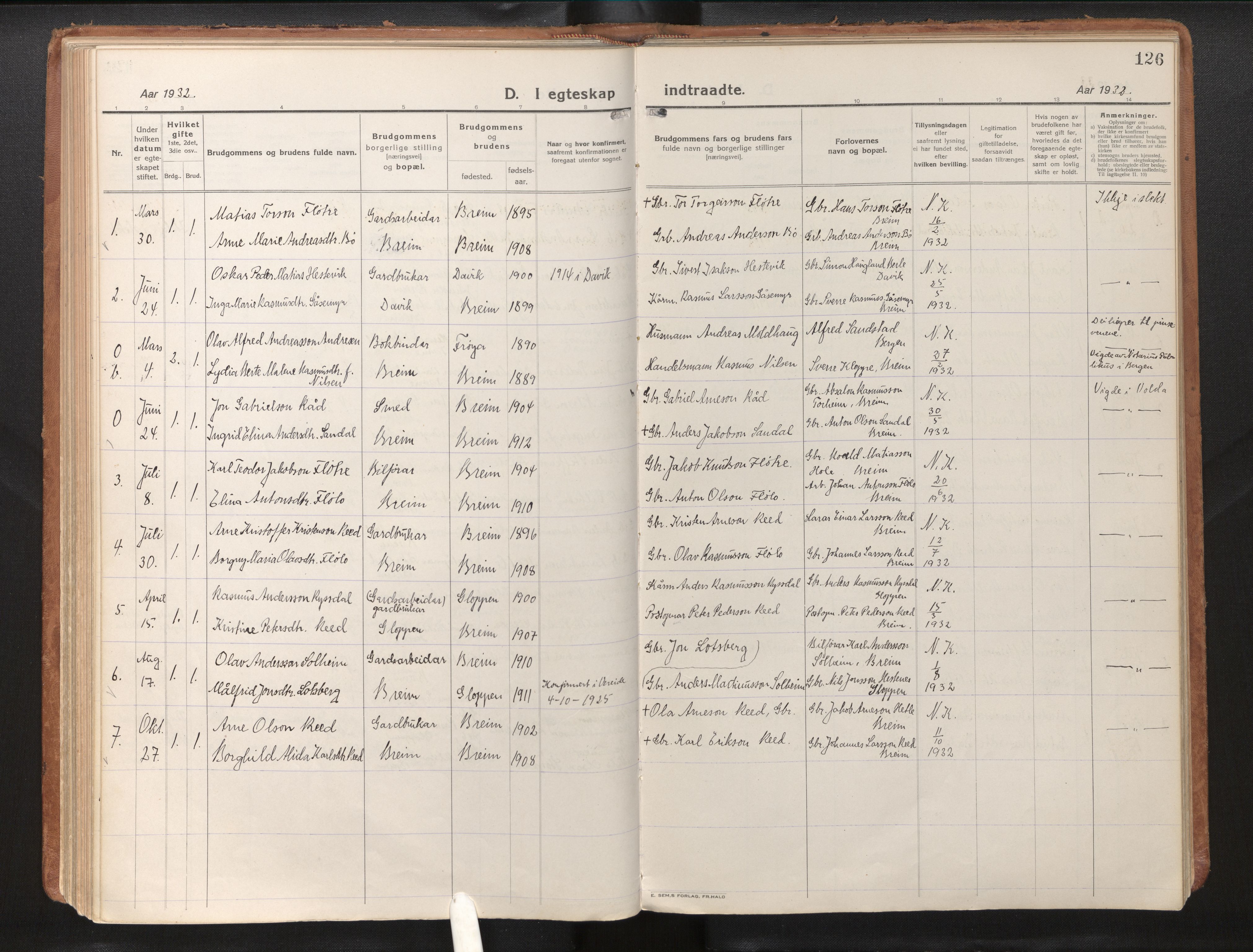 Gloppen sokneprestembete, AV/SAB-A-80101/H/Haa/Haac/L0004: Parish register (official) no. C 4, 1921-1949, p. 126