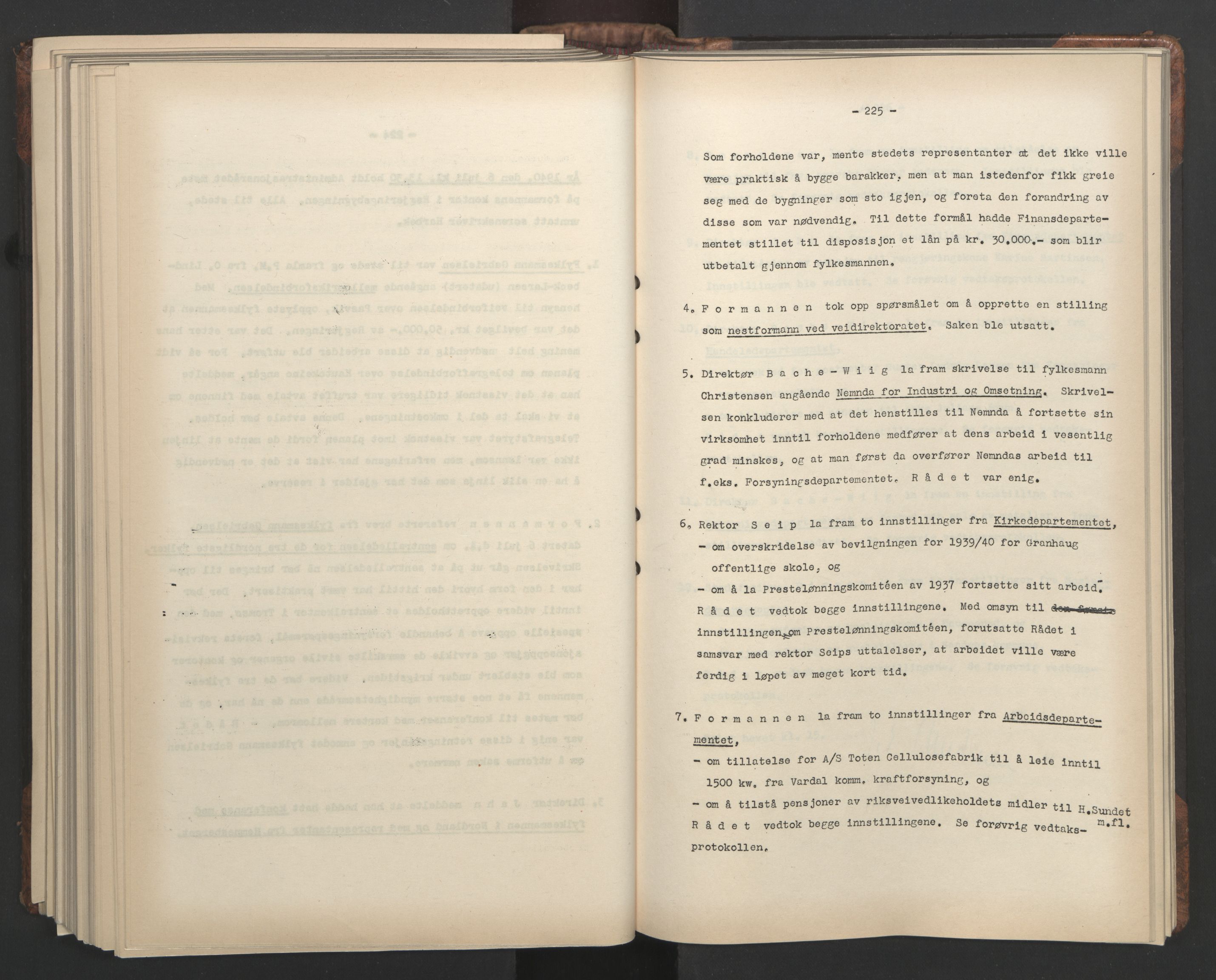 Administrasjonsrådet, AV/RA-S-1004/A/L0001: Møteprotokoll med tillegg 15/4-25/9, 1940, p. 225