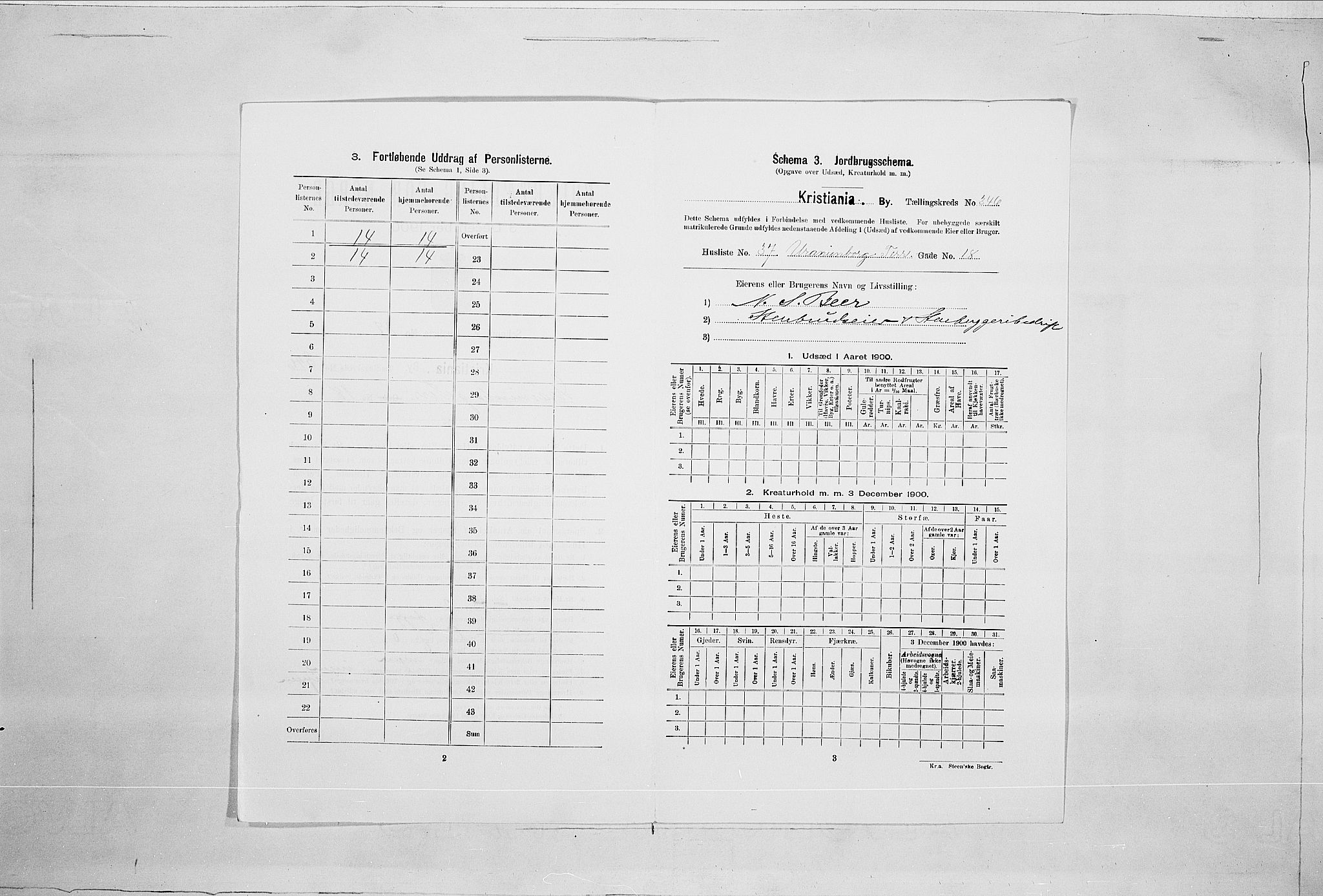 SAO, 1900 census for Kristiania, 1900, p. 108095