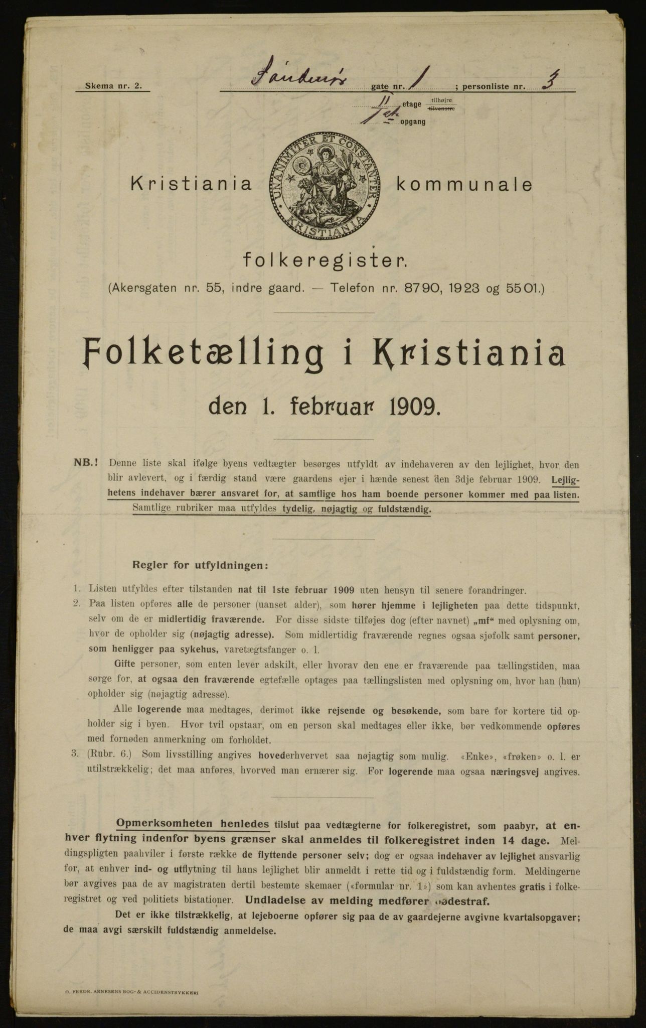 OBA, Municipal Census 1909 for Kristiania, 1909, p. 94686