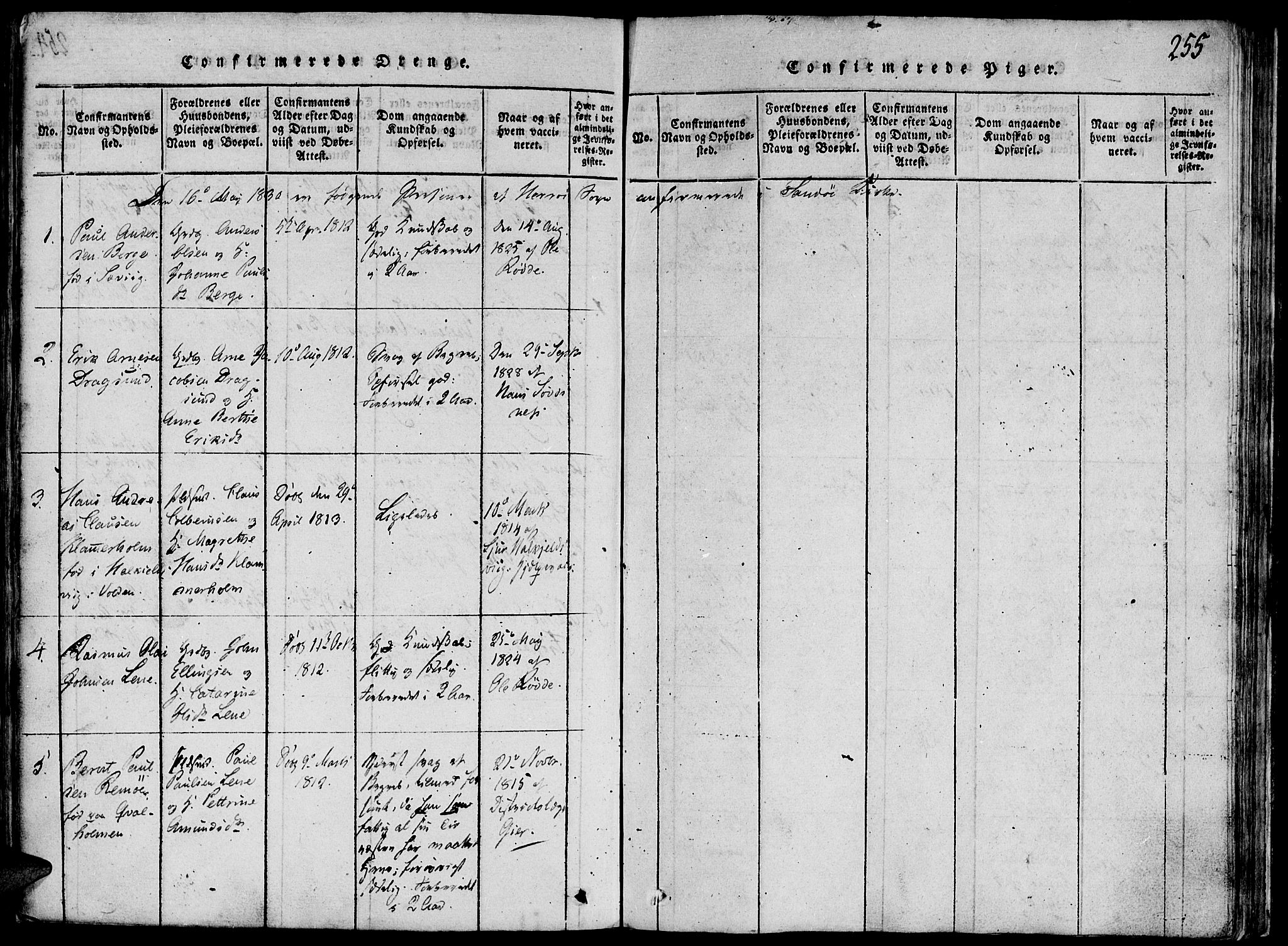 Ministerialprotokoller, klokkerbøker og fødselsregistre - Møre og Romsdal, AV/SAT-A-1454/507/L0069: Parish register (official) no. 507A04, 1816-1841, p. 255