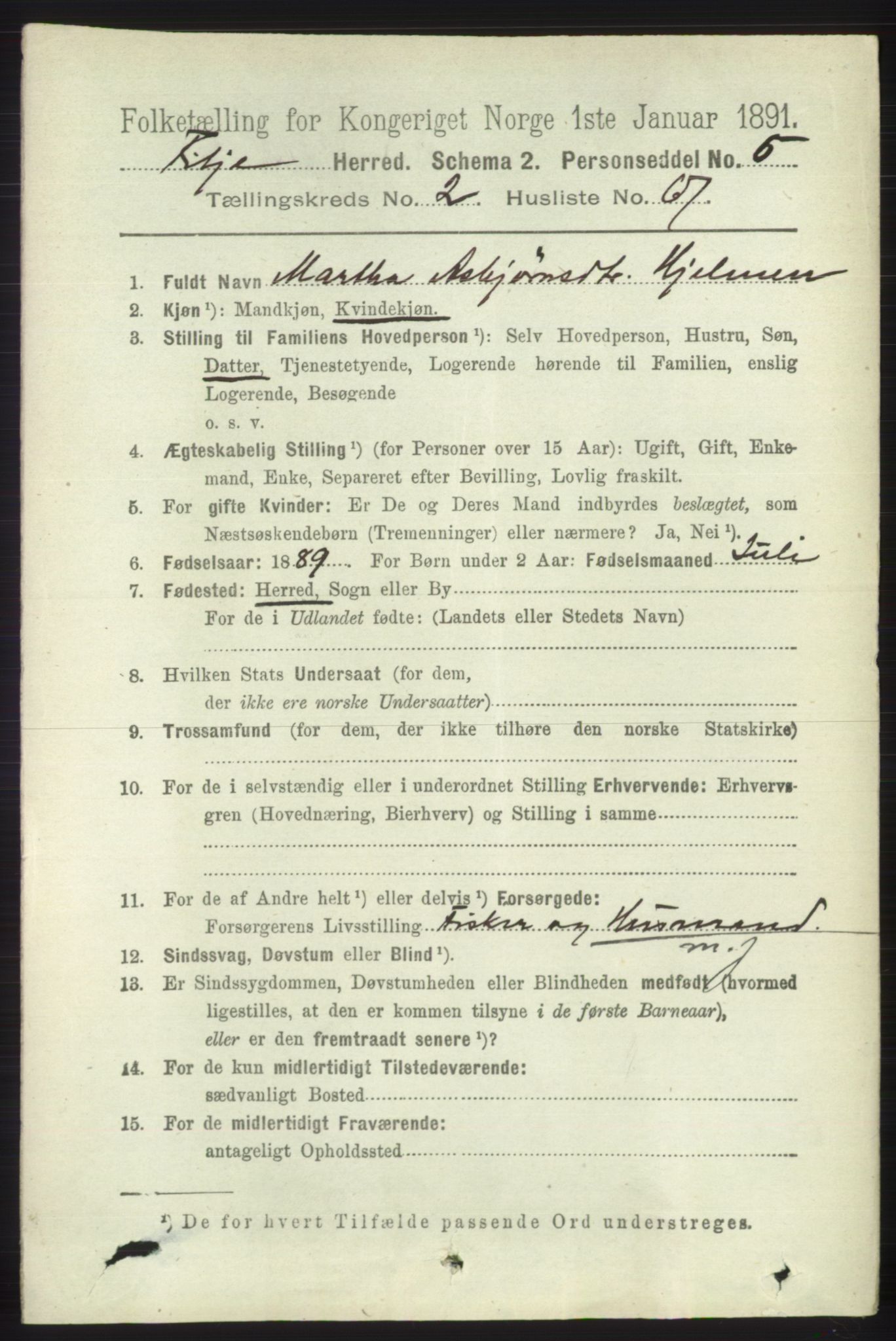 RA, 1891 census for 1222 Fitjar, 1891, p. 968