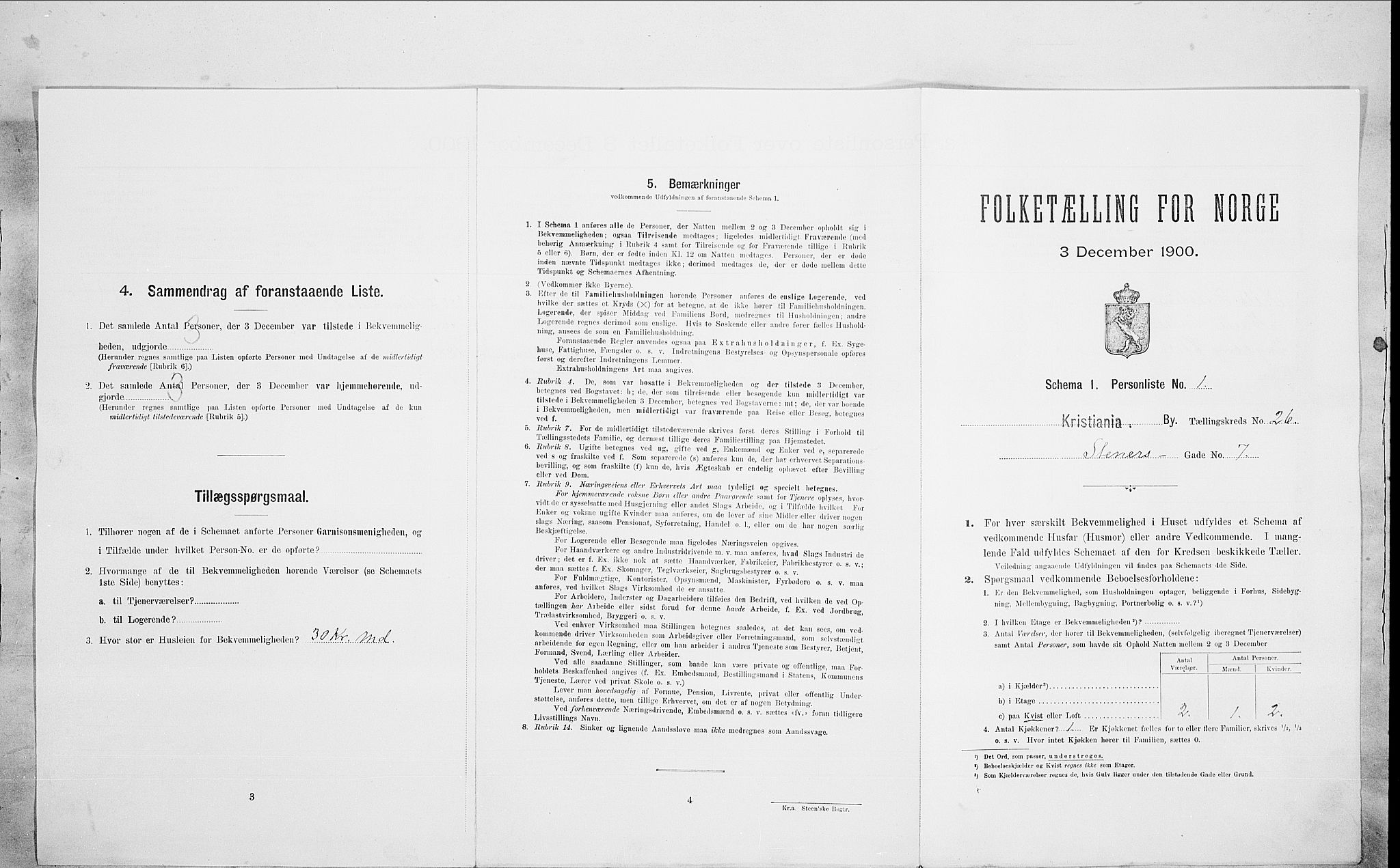 SAO, 1900 census for Kristiania, 1900, p. 91036