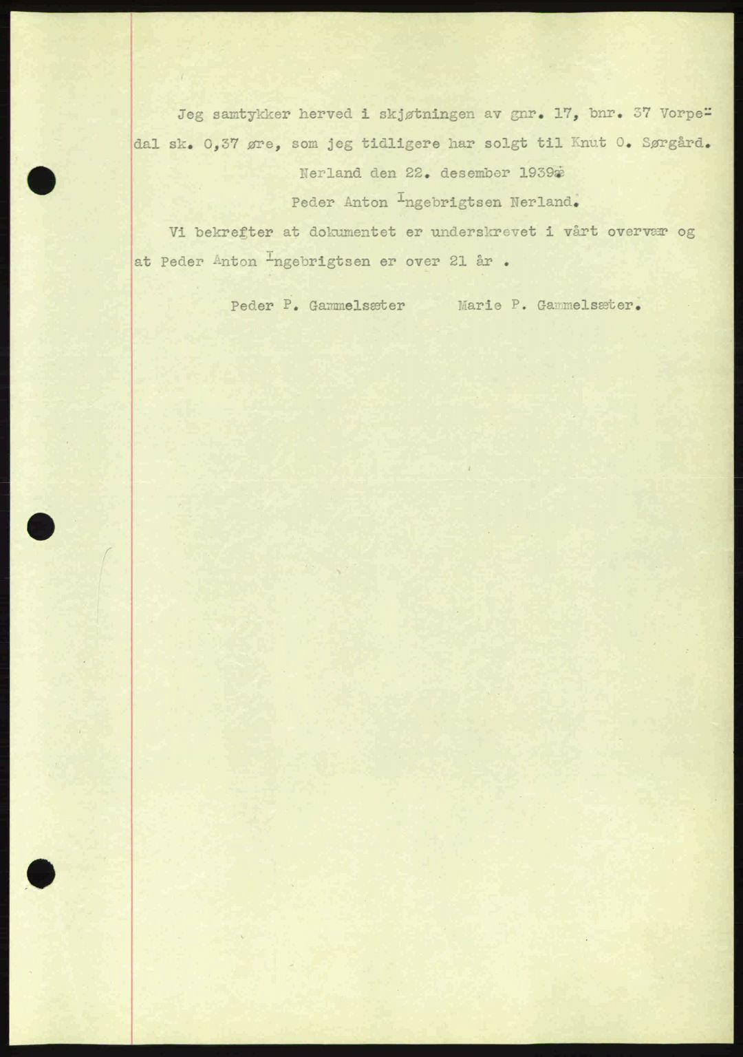 Romsdal sorenskriveri, AV/SAT-A-4149/1/2/2C: Mortgage book no. A8, 1939-1940, Diary no: : 2722/1939