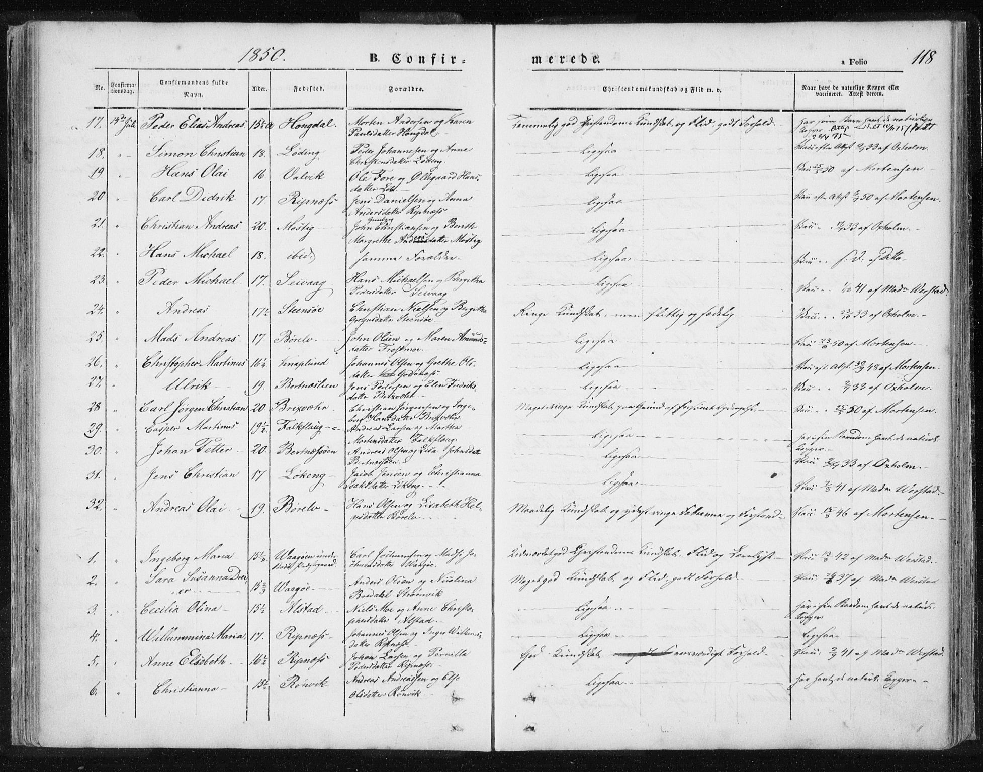 Ministerialprotokoller, klokkerbøker og fødselsregistre - Nordland, SAT/A-1459/801/L0007: Parish register (official) no. 801A07, 1845-1863, p. 118